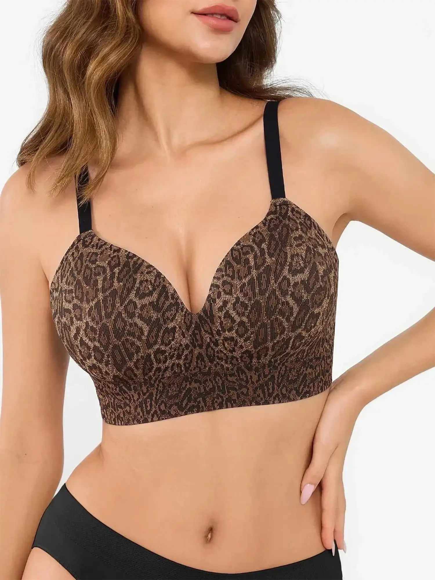 Popilush Seamless Wireless Leopard Shaping Push Up Bra - Image 5