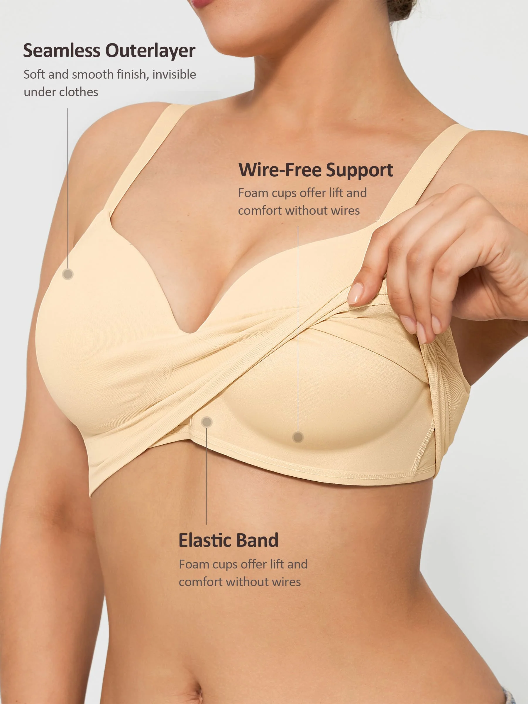 Feelingirl Wireless Push-Up Seamless Full Coverage Bra Bundle - Image 30
