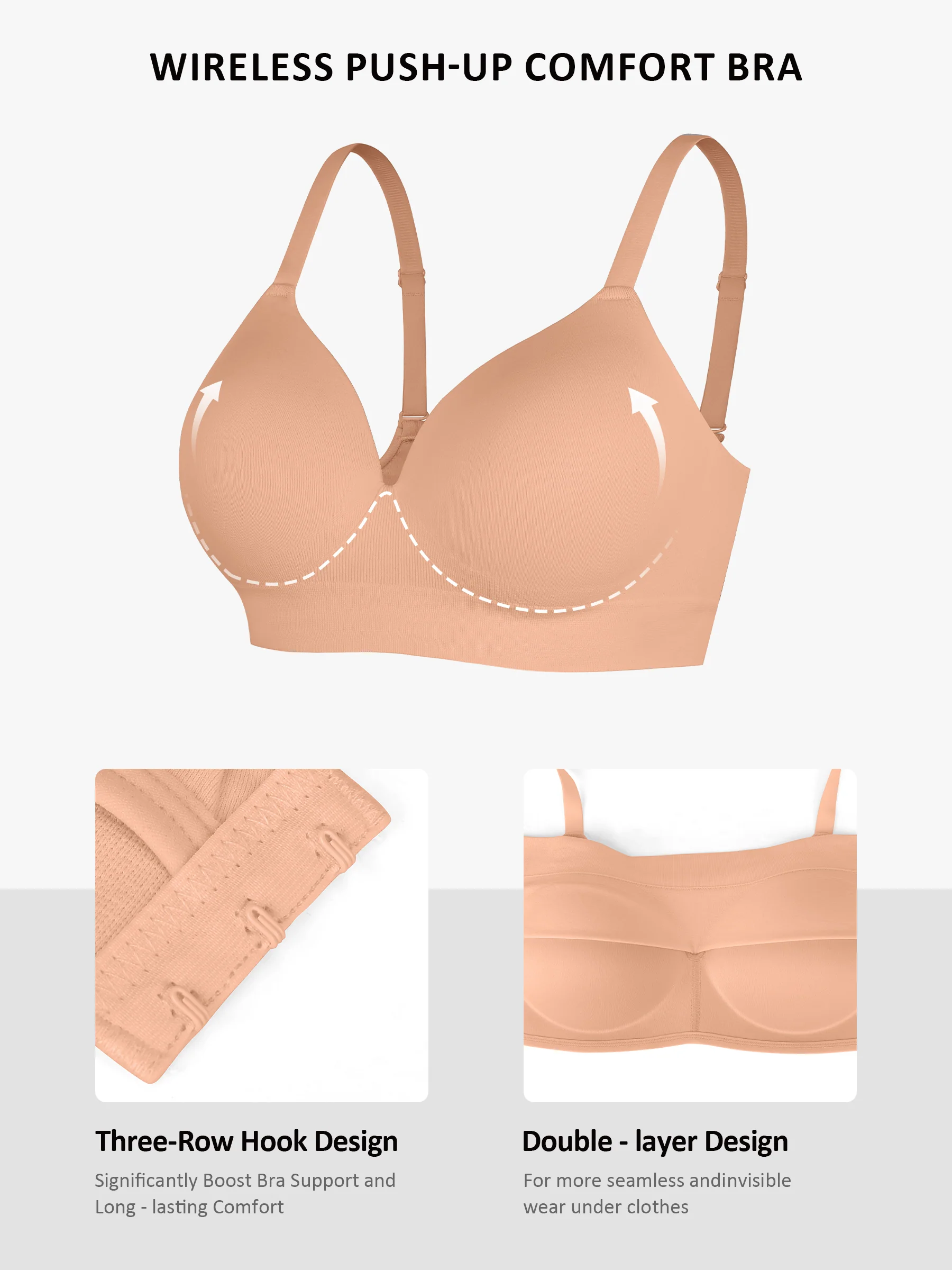 Feelingirl Wireless Push-Up Seamless Full Coverage Bra Bundle - Image 9