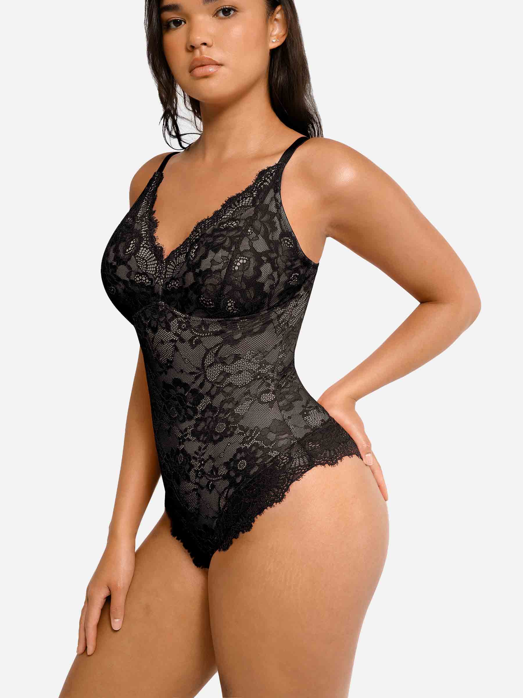 Feelingirl 2-Pack Lace V Neck Full Bodysuit Bundle - Image 17