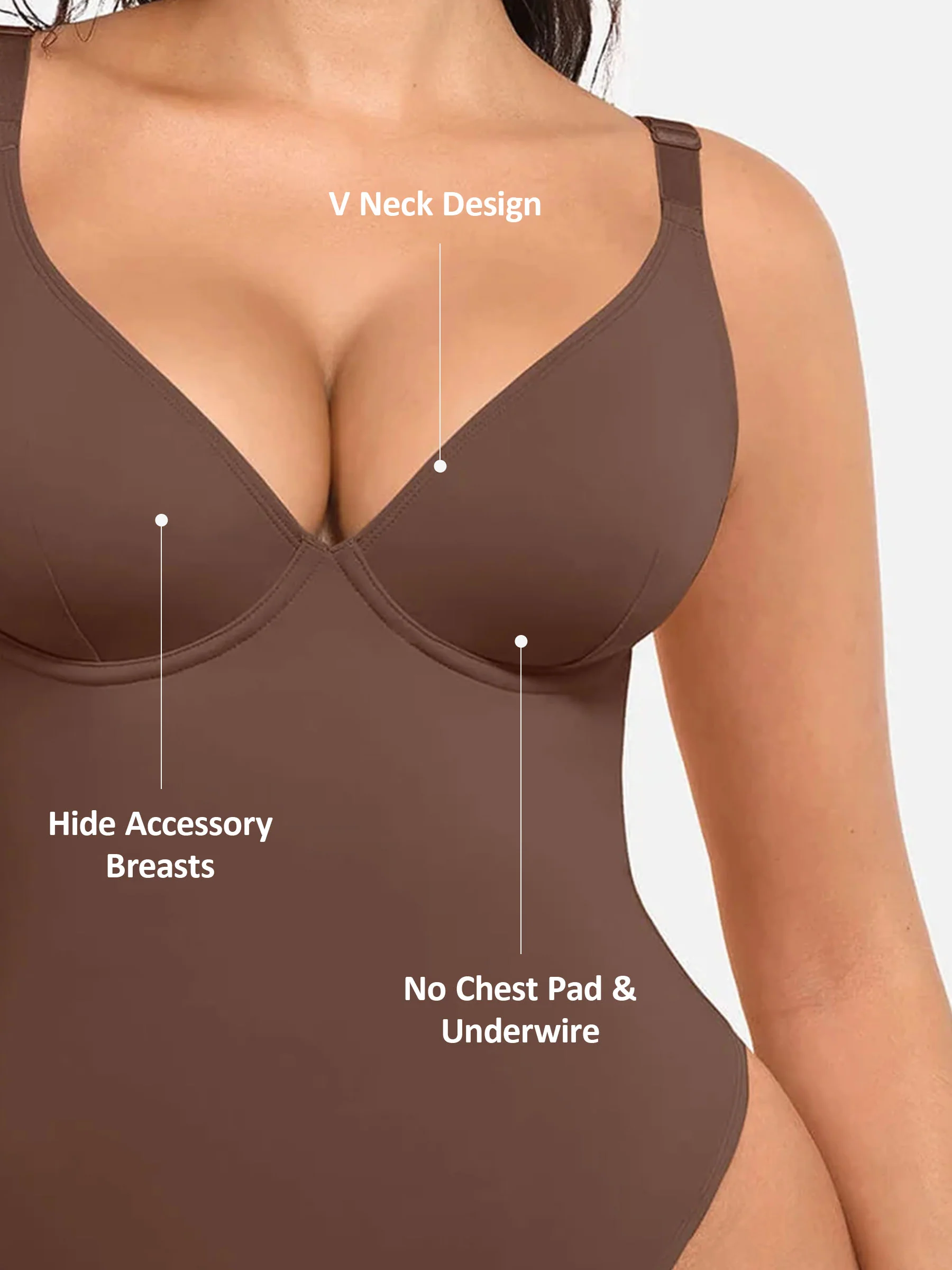 Feelingirl V Neck Tummy Control Bodysuit - Image 21