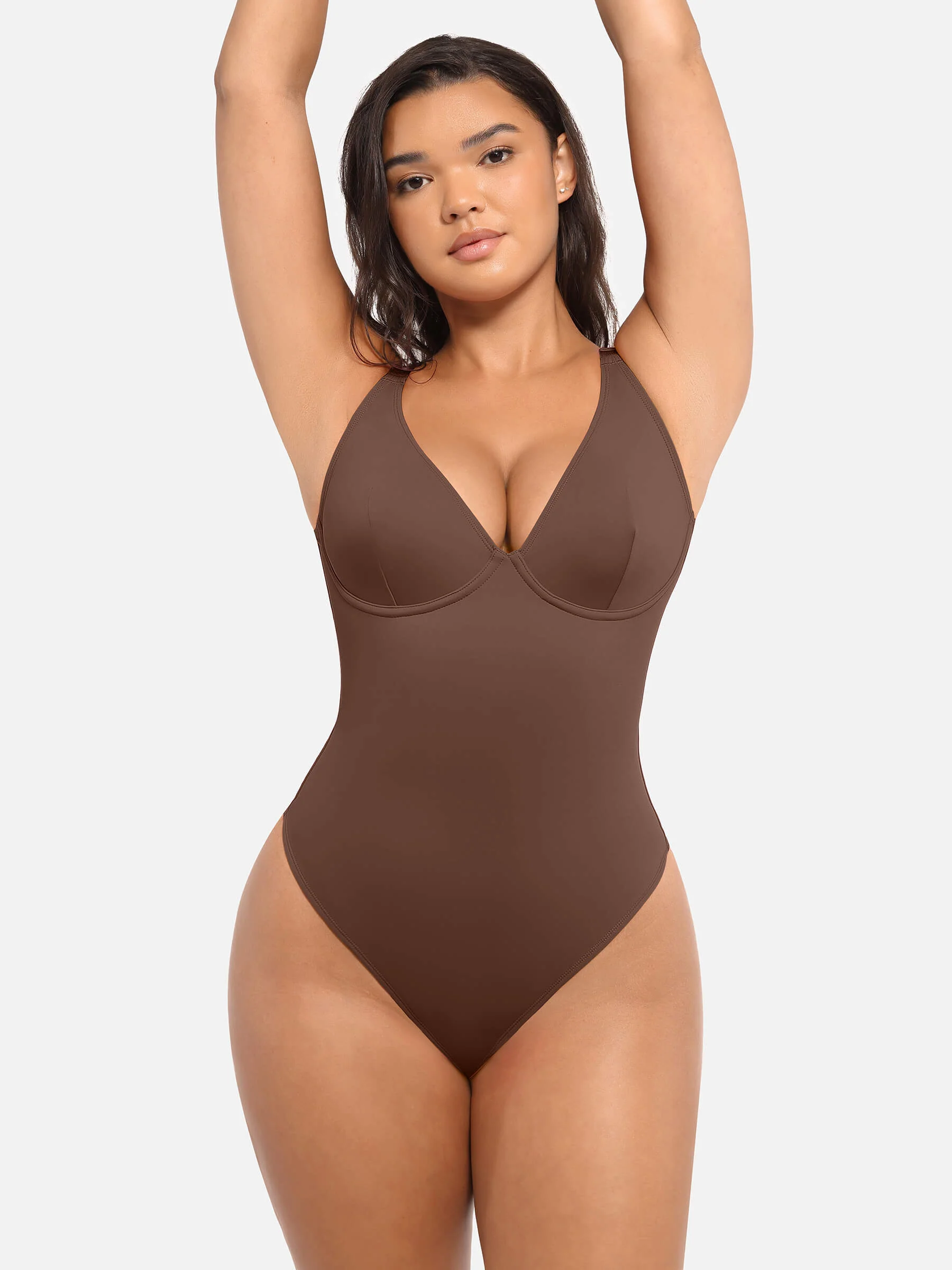 Feelingirl V Neck Tummy Control Bodysuit - Image 23