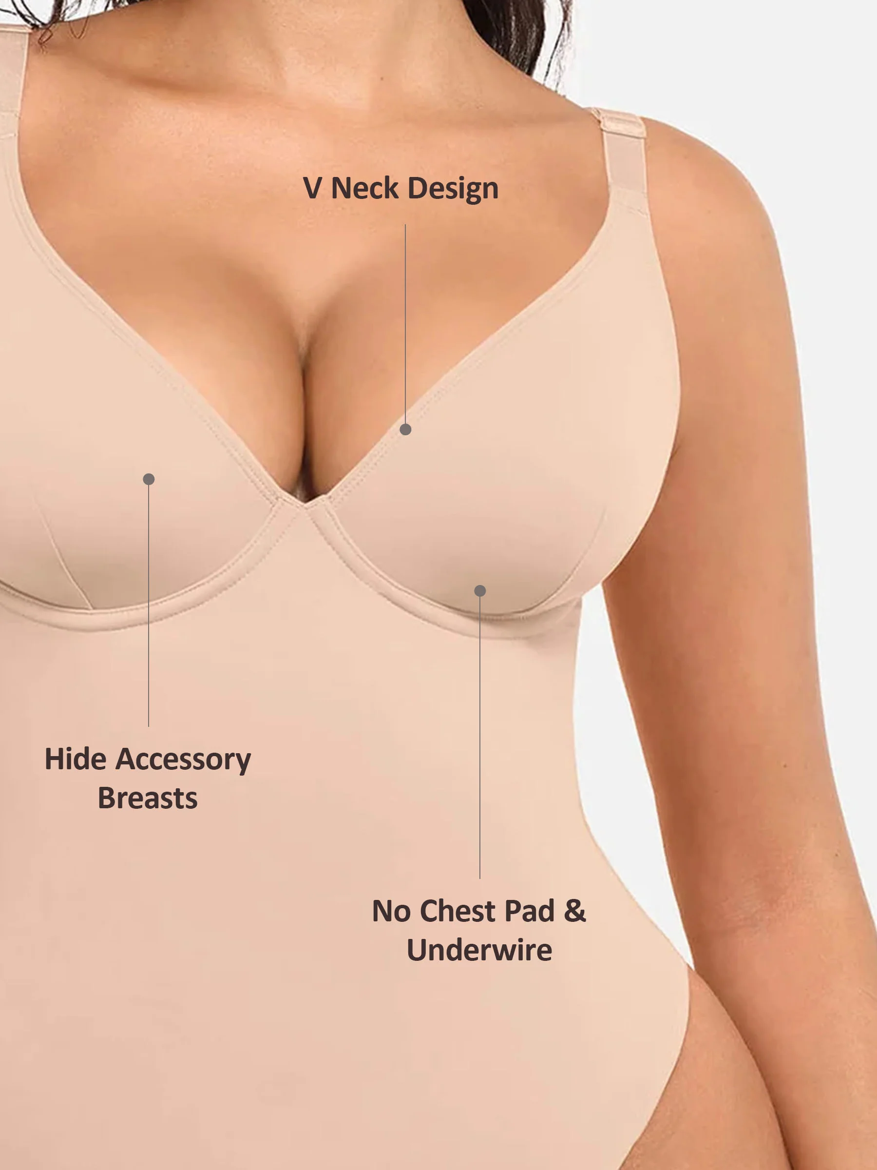 Feelingirl V Neck Tummy Control Bodysuit - Image 29