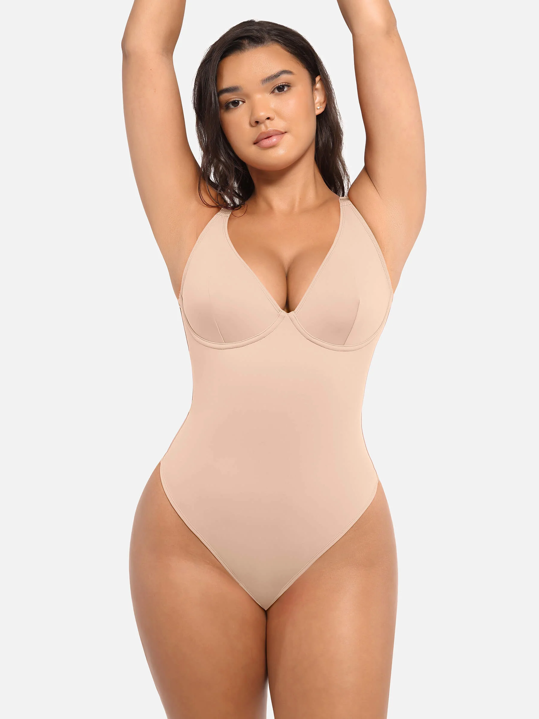 Feelingirl V Neck Tummy Control Bodysuit - Image 32