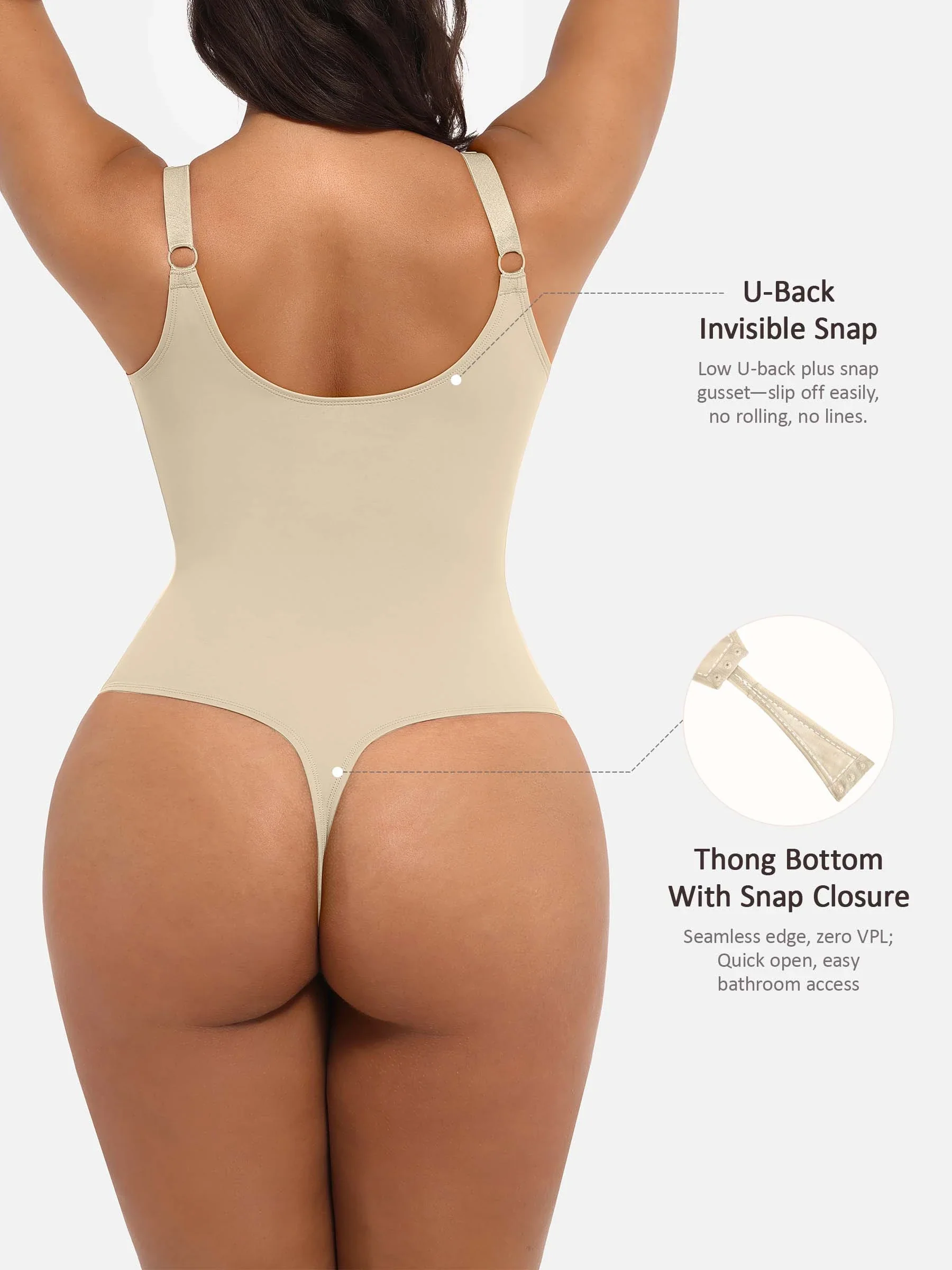 Feelingirl Deep V Neck Tummy Control Shapewear Bodysuit - Image 48