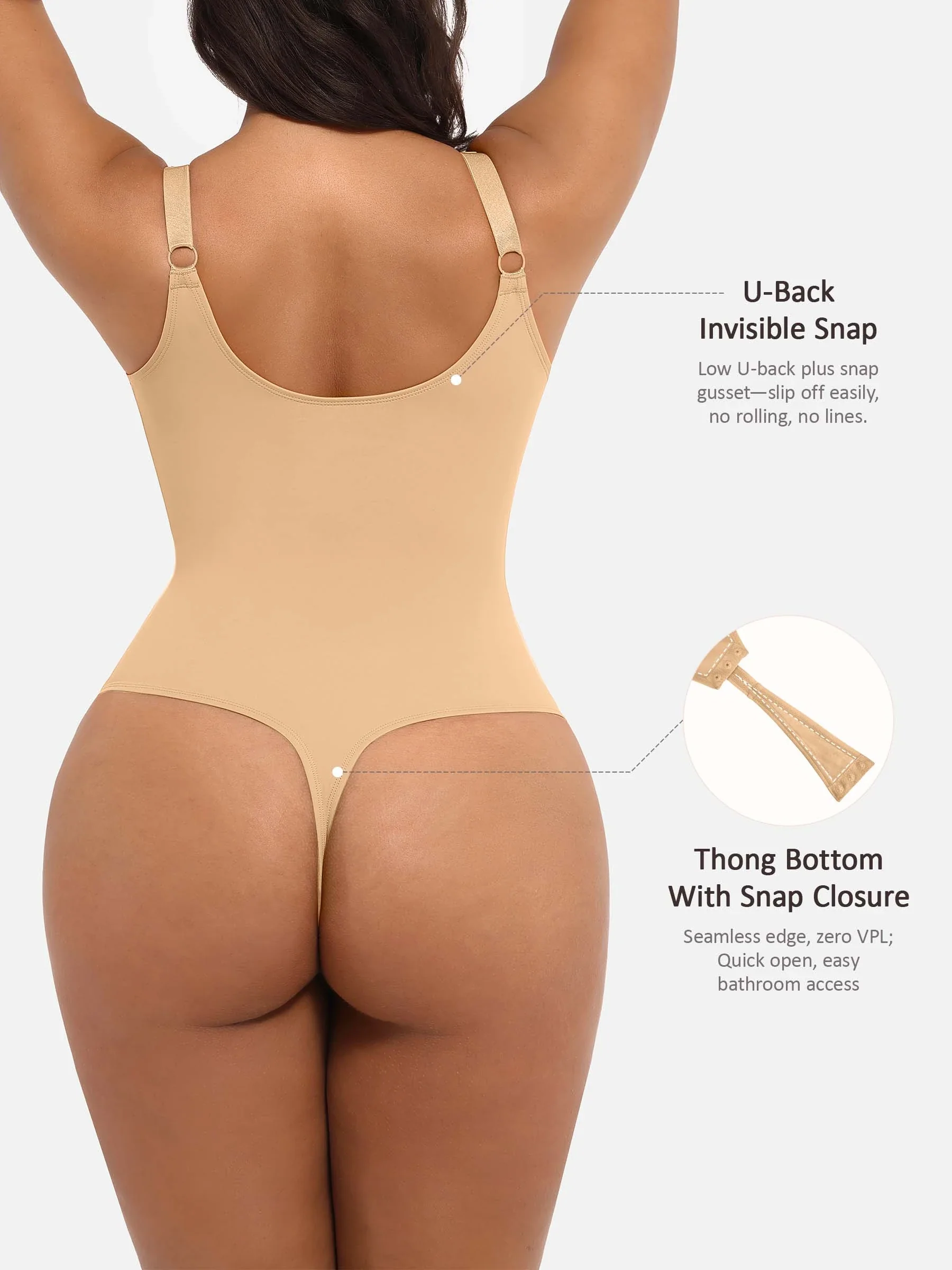 Feelingirl Deep V Neck Tummy Control Shapewear Bodysuit - Image 64