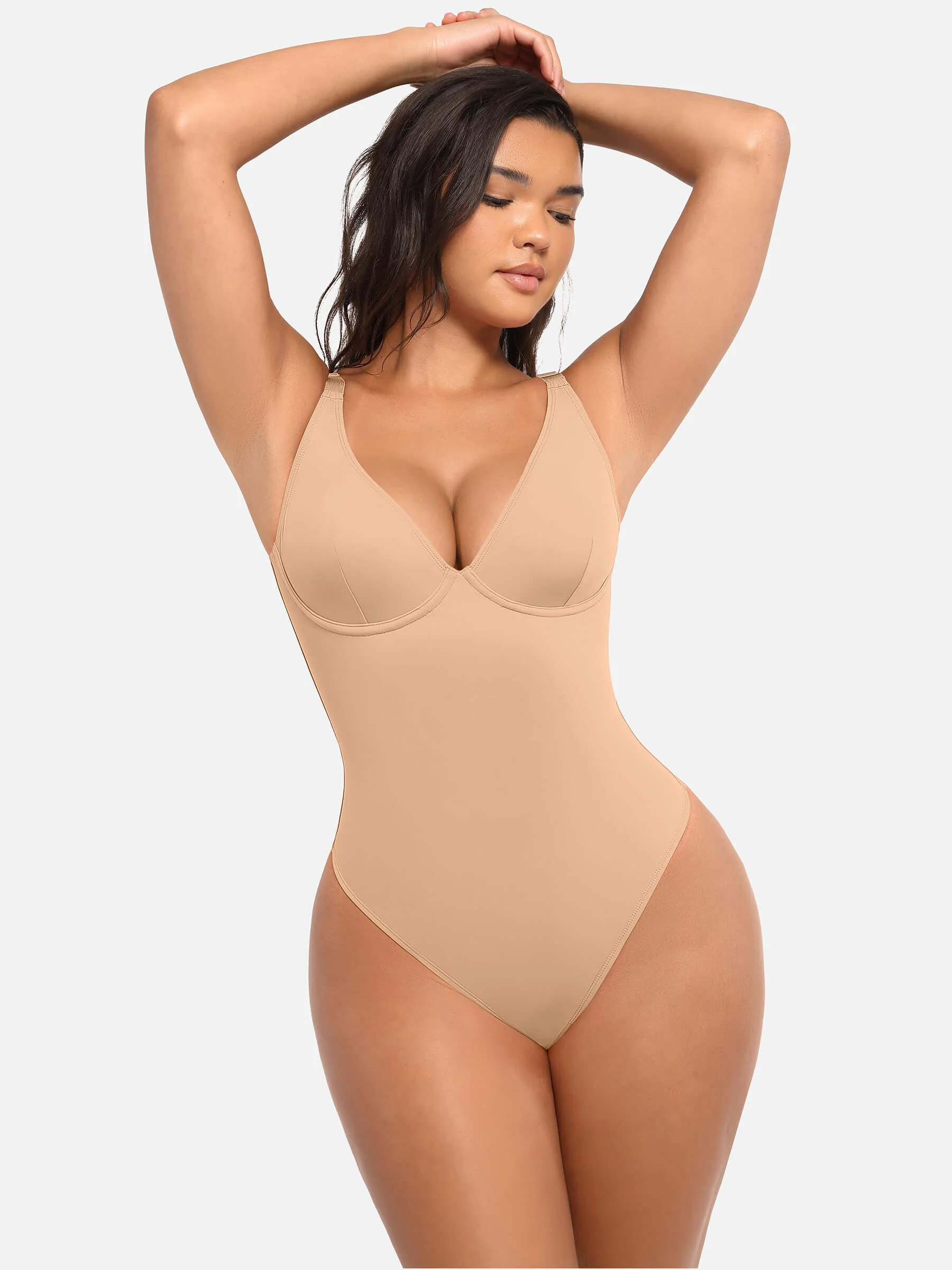Feelingirl V Neck Tummy Control Bodysuit - Image 46