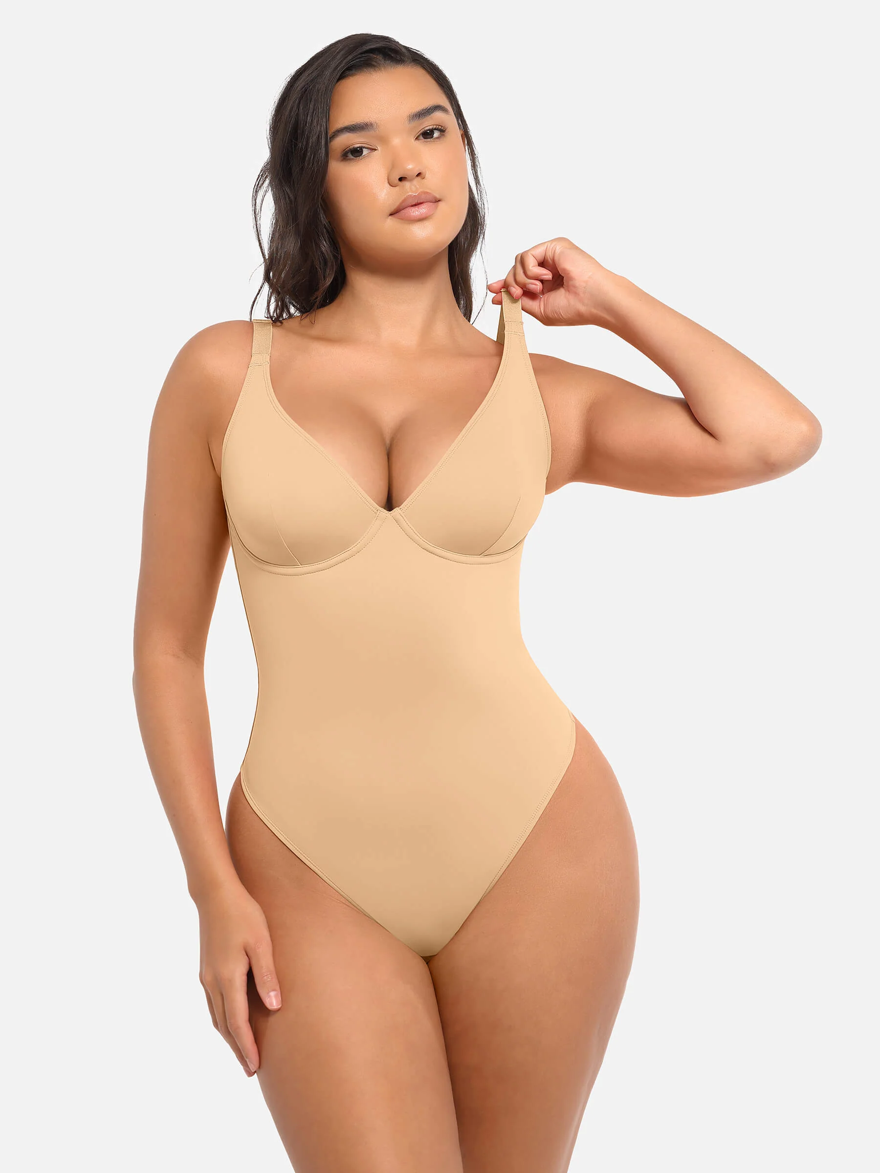 Feelingirl V Neck Tummy Control Shaping Bodysuit - Image 30