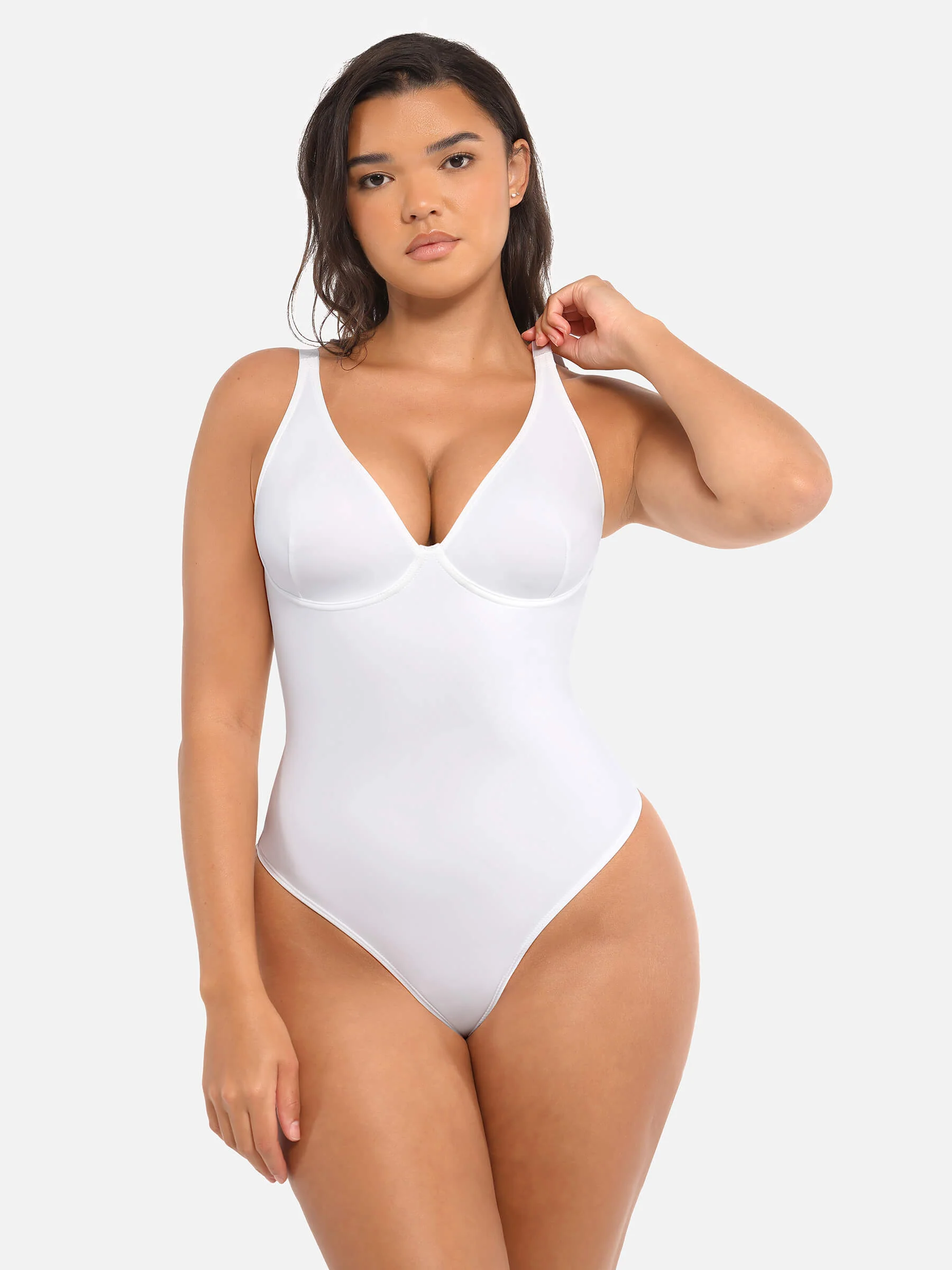 Feelingirl V Neck Tummy Control Shaping Bodysuit - Image 38