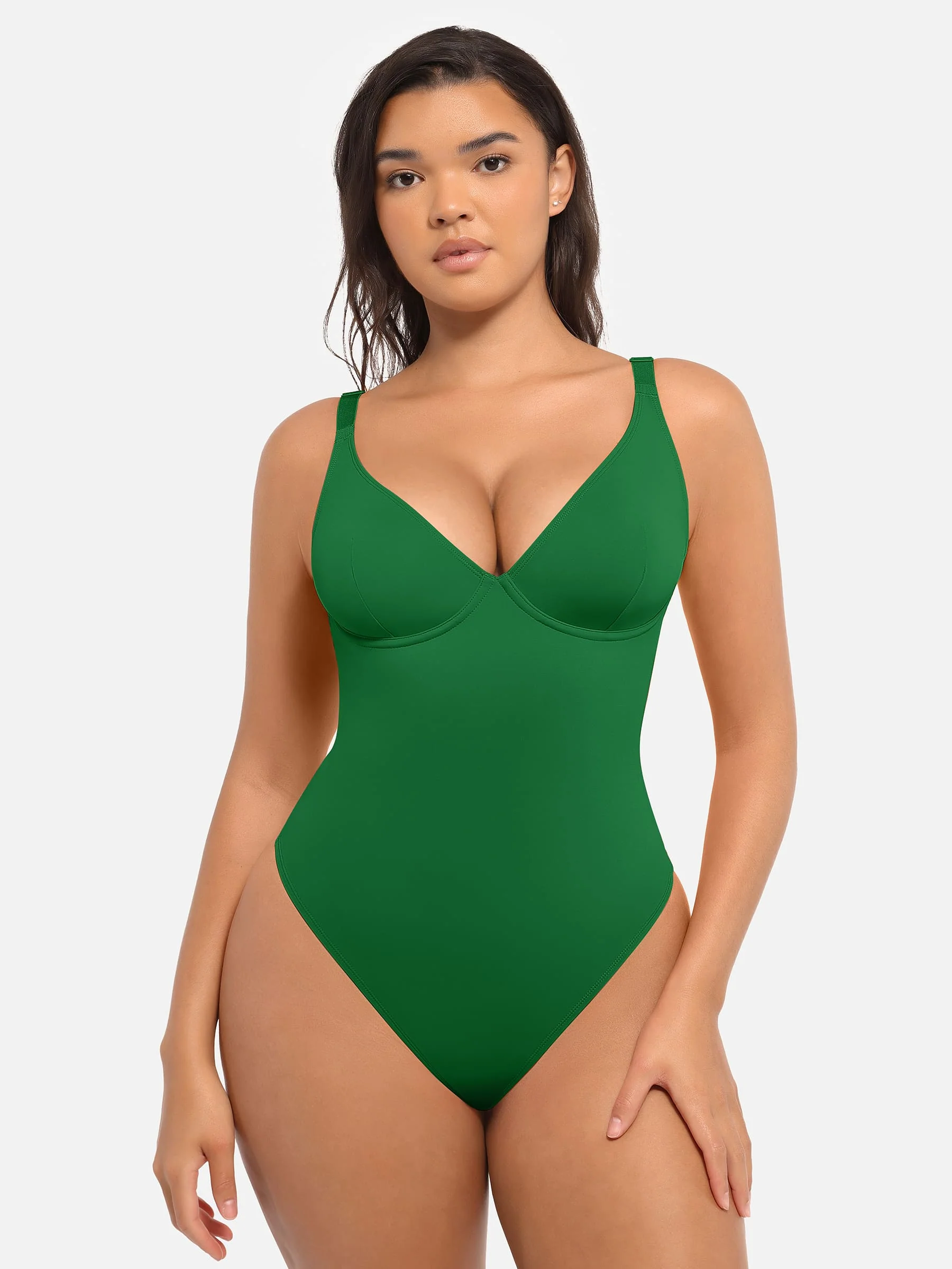 Feelingirl V Neck Tummy Control Shaping Bodysuit - Image 73