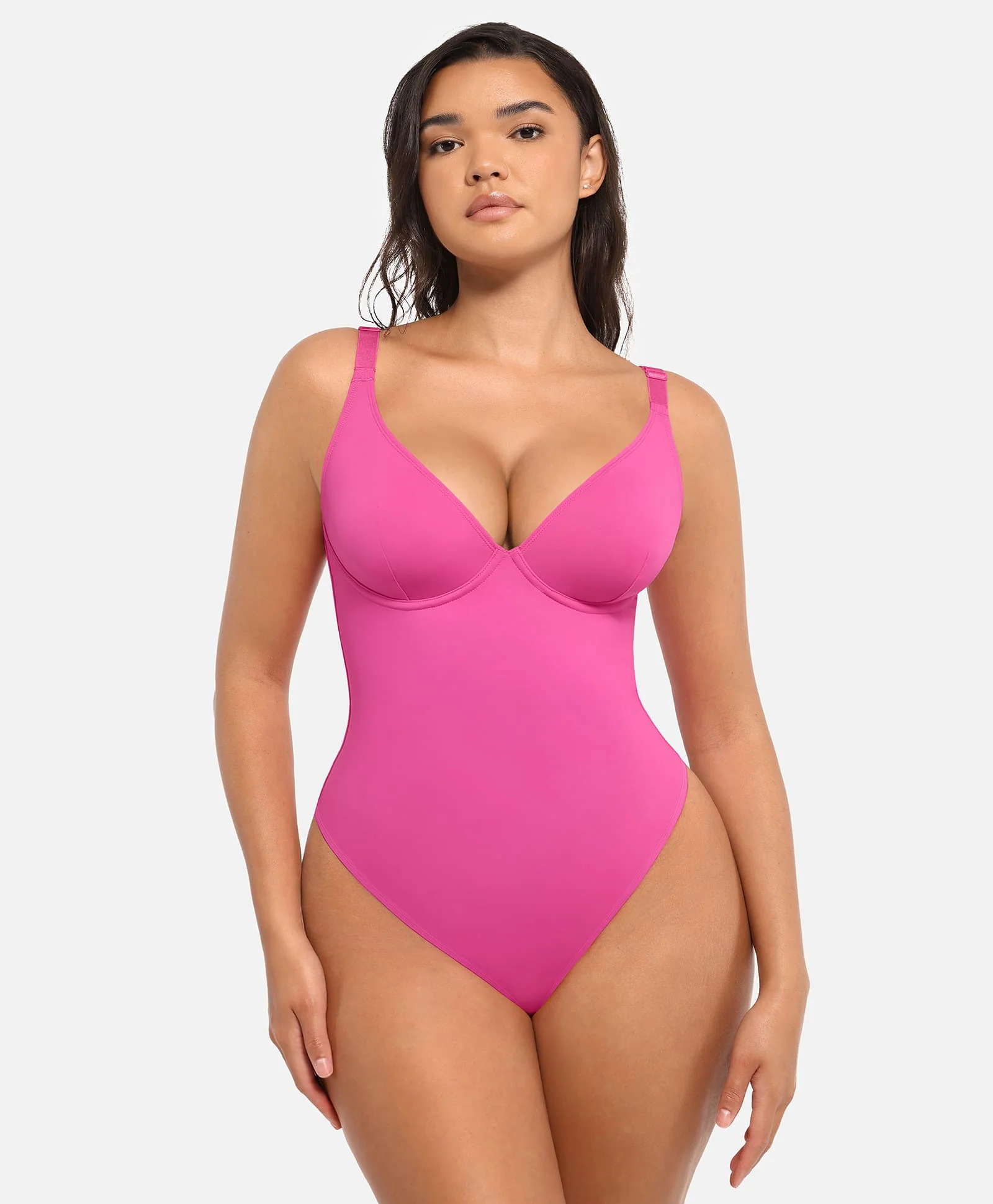 Feelingirl V Neck Tummy Control Shaping Bodysuit - Image 59