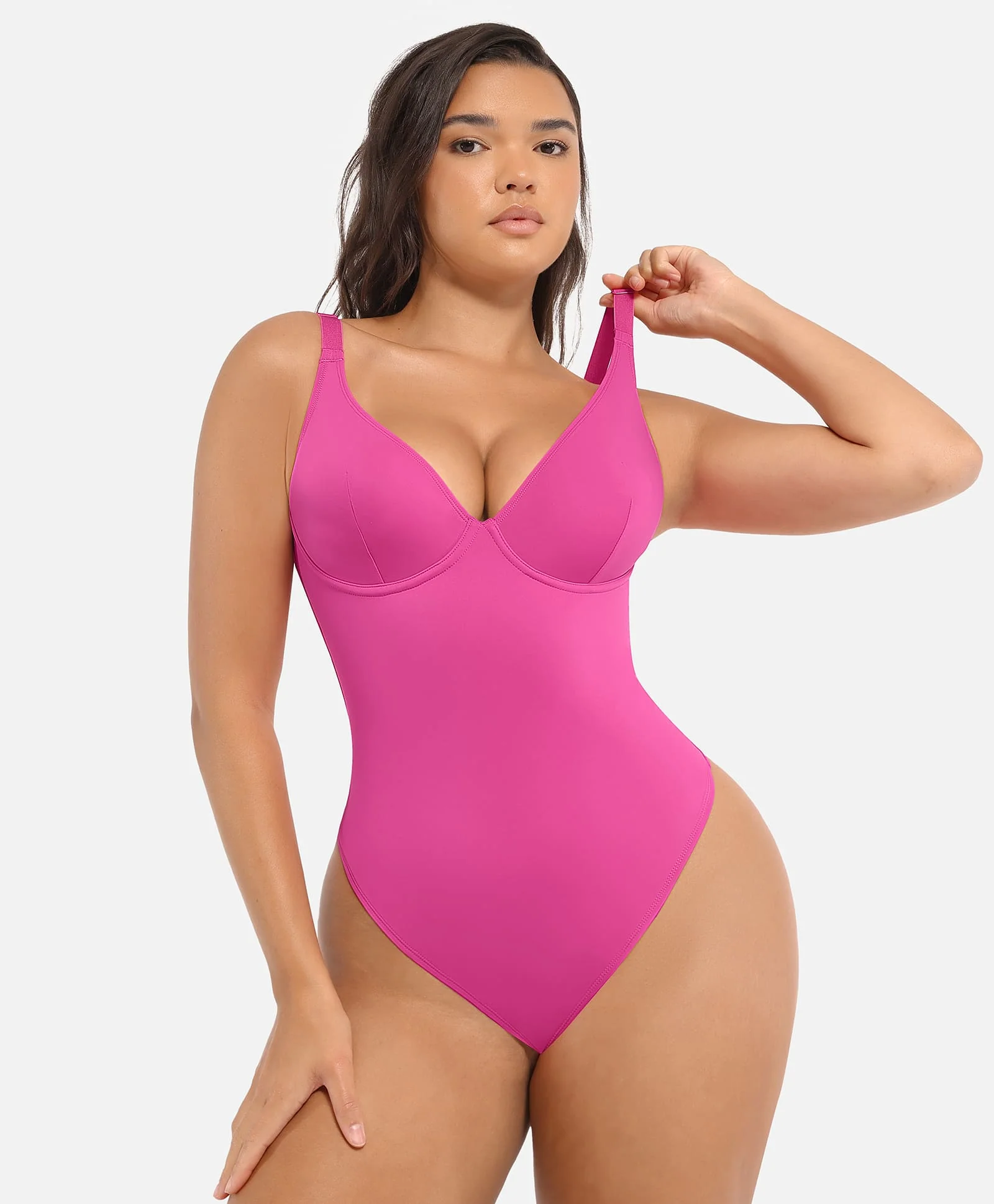 Feelingirl V Neck Tummy Control Bodysuit - Image 75