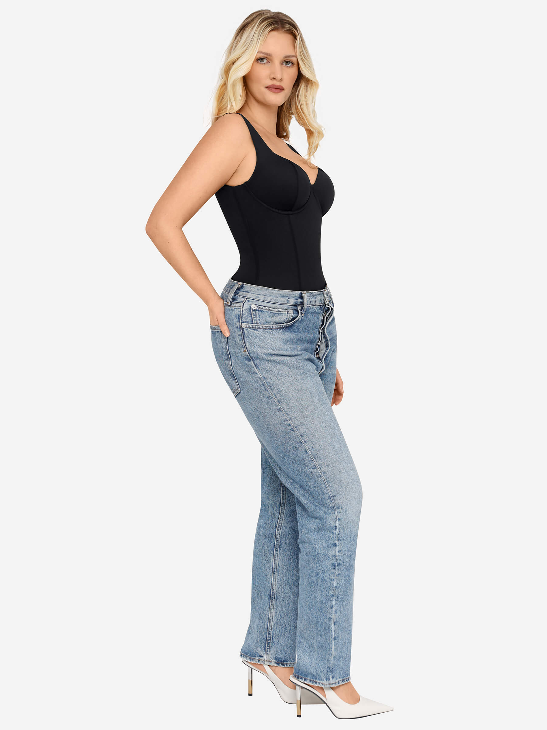 Feelingirl Full Body Wide Strap V-Neck Bodysuit [BOGO] - Image 11