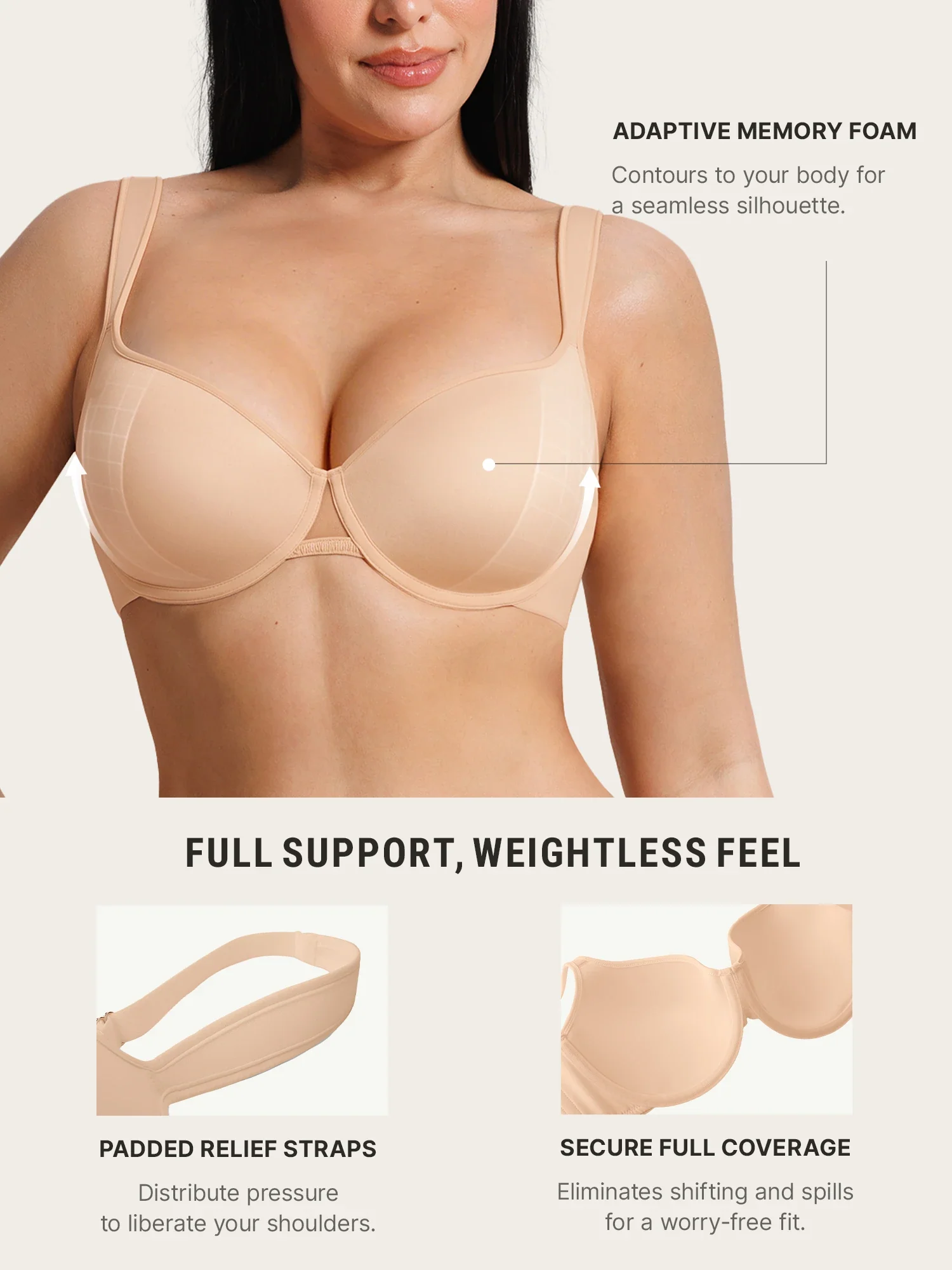 Feelingirl Full Coverage Memory Foam Bra - Image 9