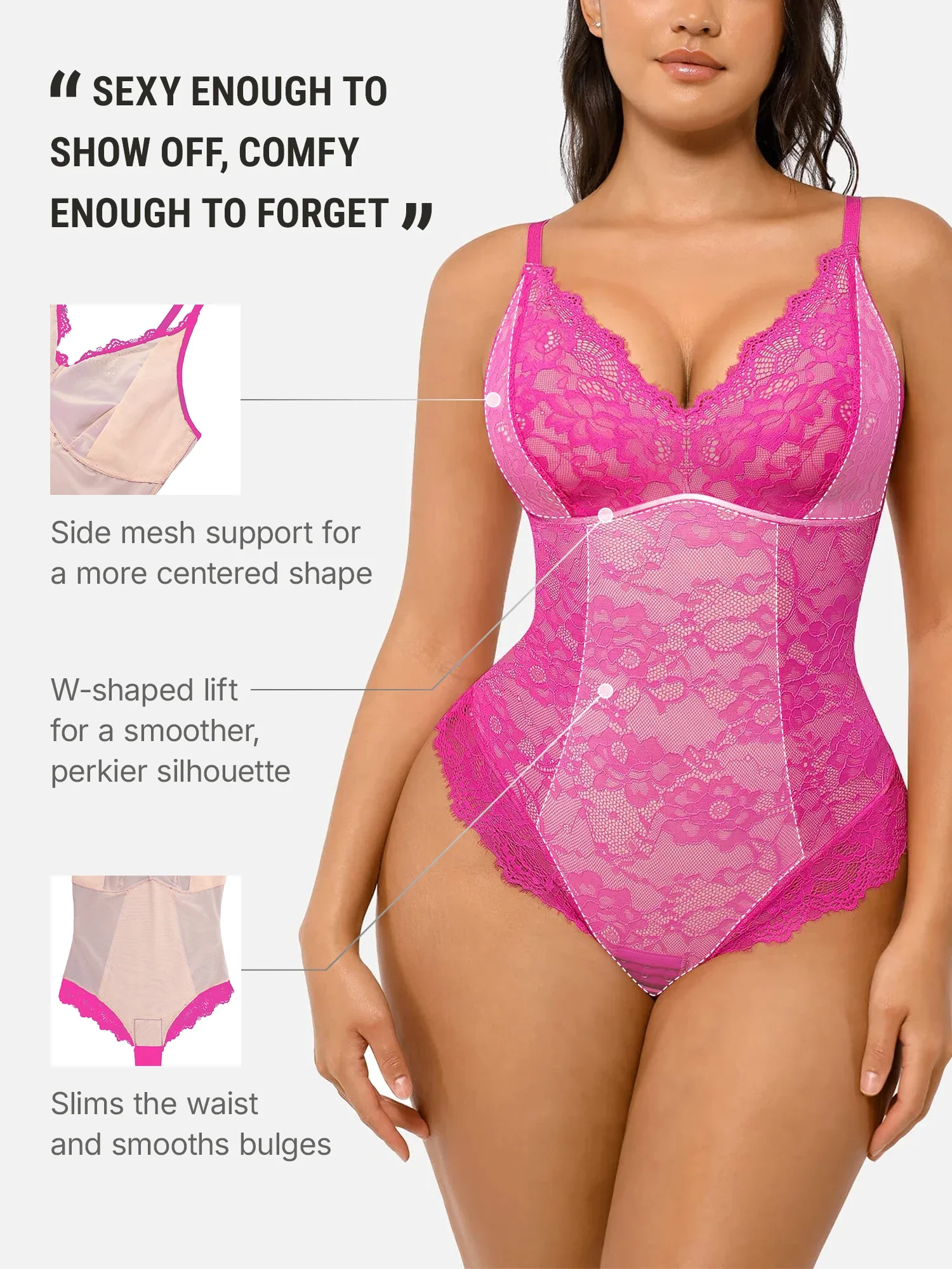 Feelingirl Lace V Neck Full Bodysuit - Image 32
