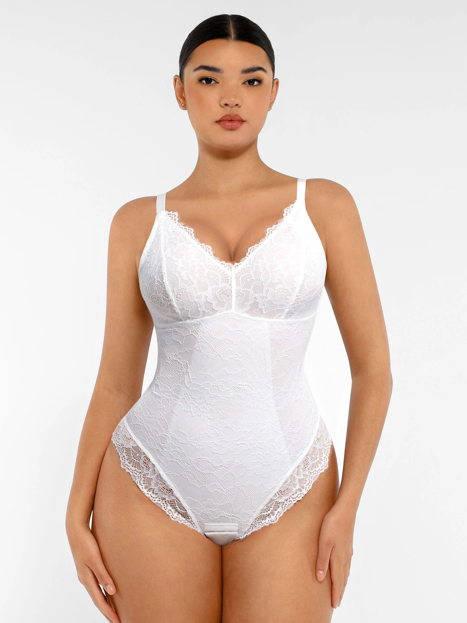 Feelingirl Lace V Neck Full Bodysuit - Image 37