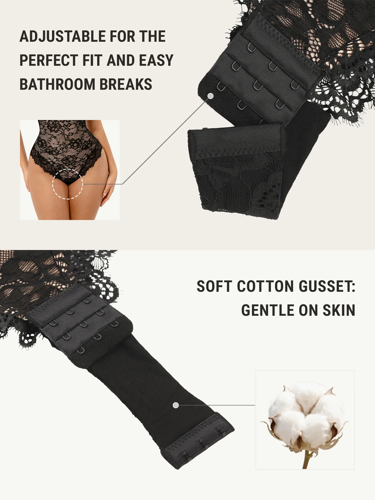 Feelingirl Lace V Neck Full Bodysuit - Image 4
