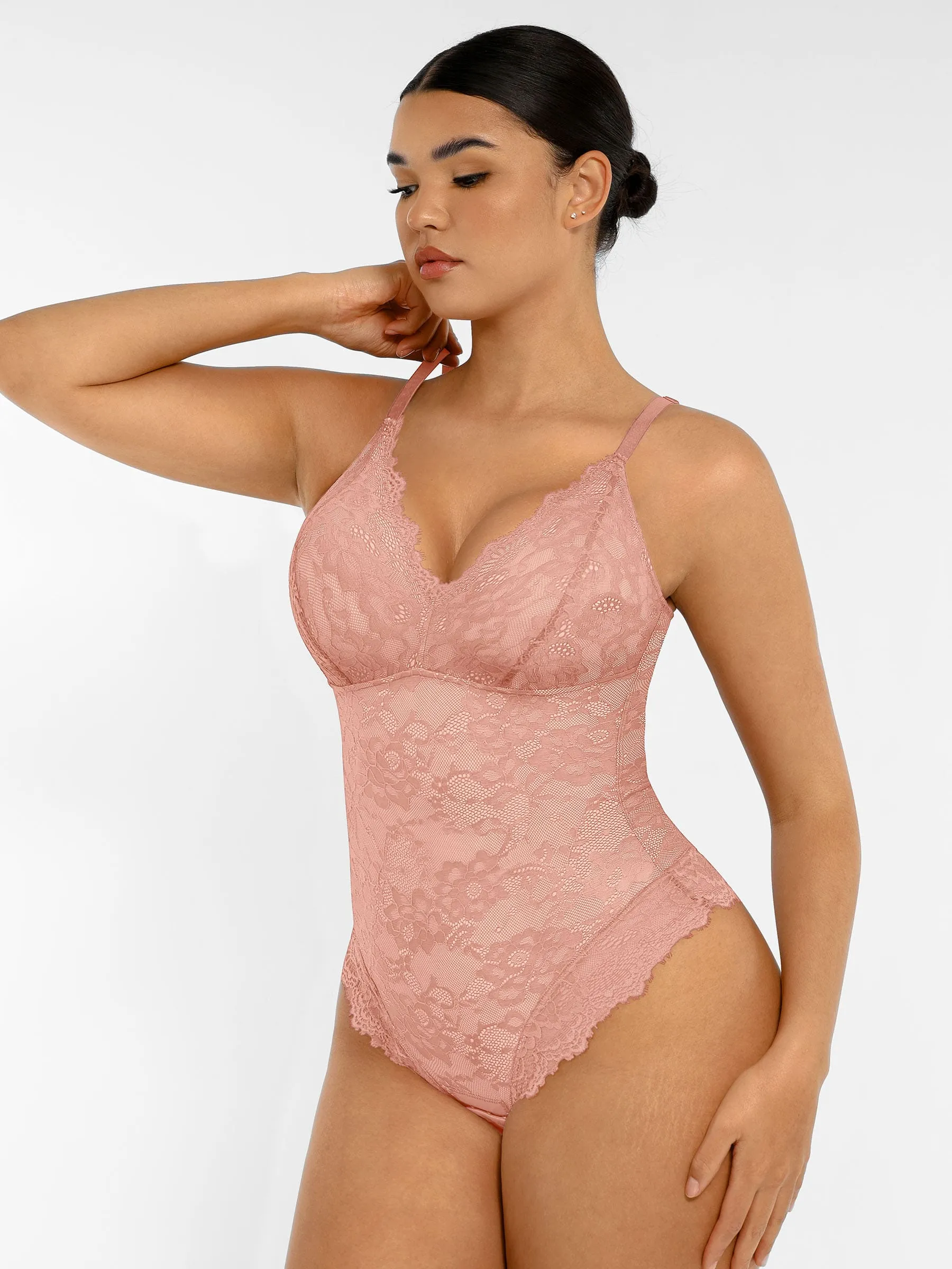 Feelingirl Lace V Neck Full Bodysuit - Image 52