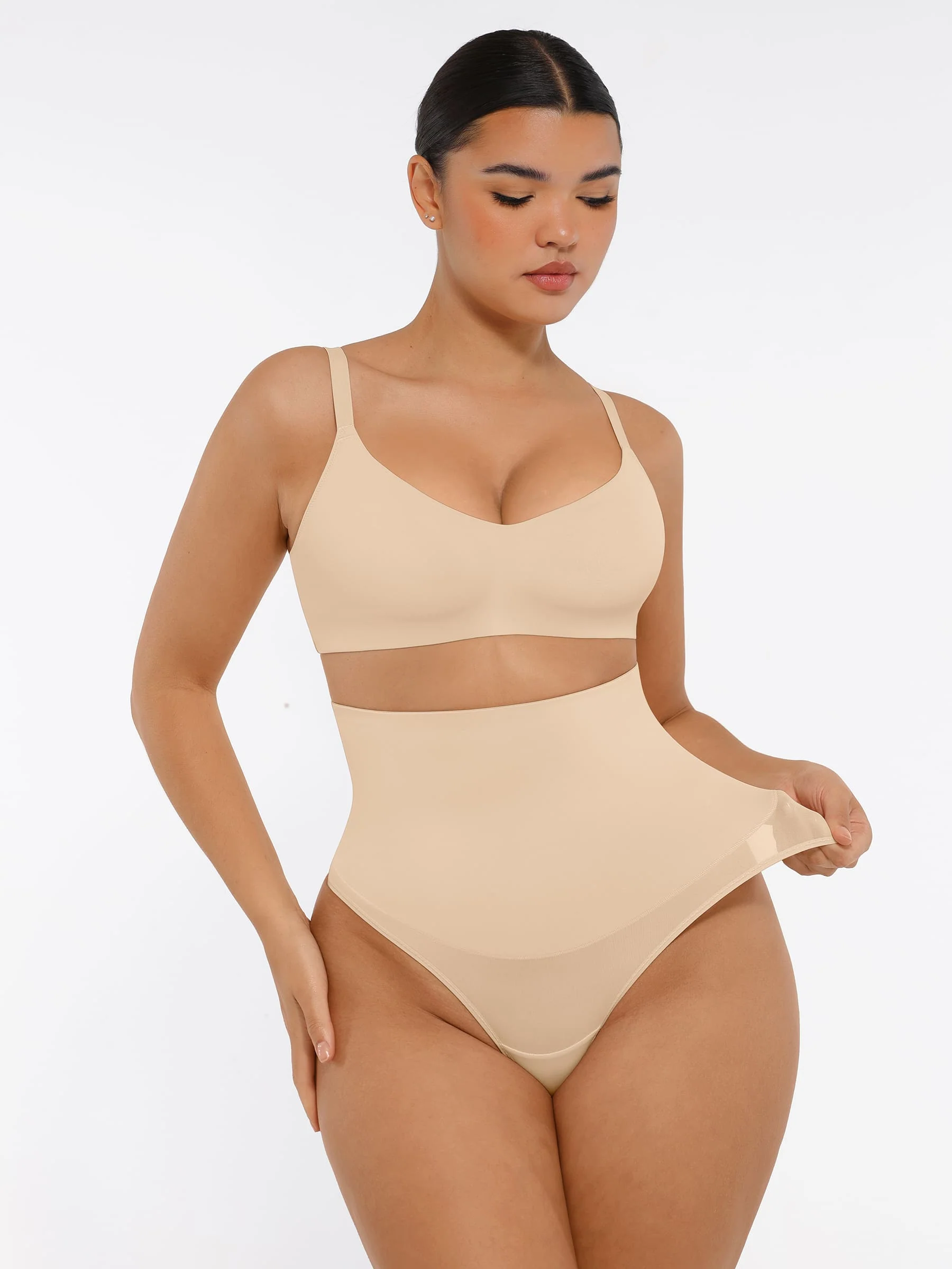 Feelingirl Mid-Waisted Thong Tummy Control Shaper Panties [BOGO] - Image 19