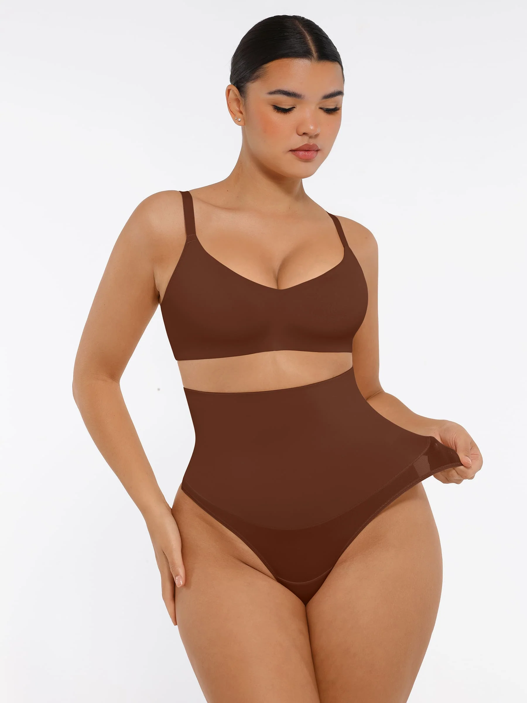 Feelingirl Mid-Waisted Thong Tummy Control Shaper Panties [BOGO] - Image 35