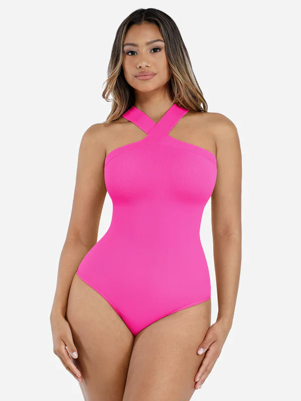 Feelingirl Seamless Crossover Halter Thong Bodysuit Shapewear[BOGO] - Image 14