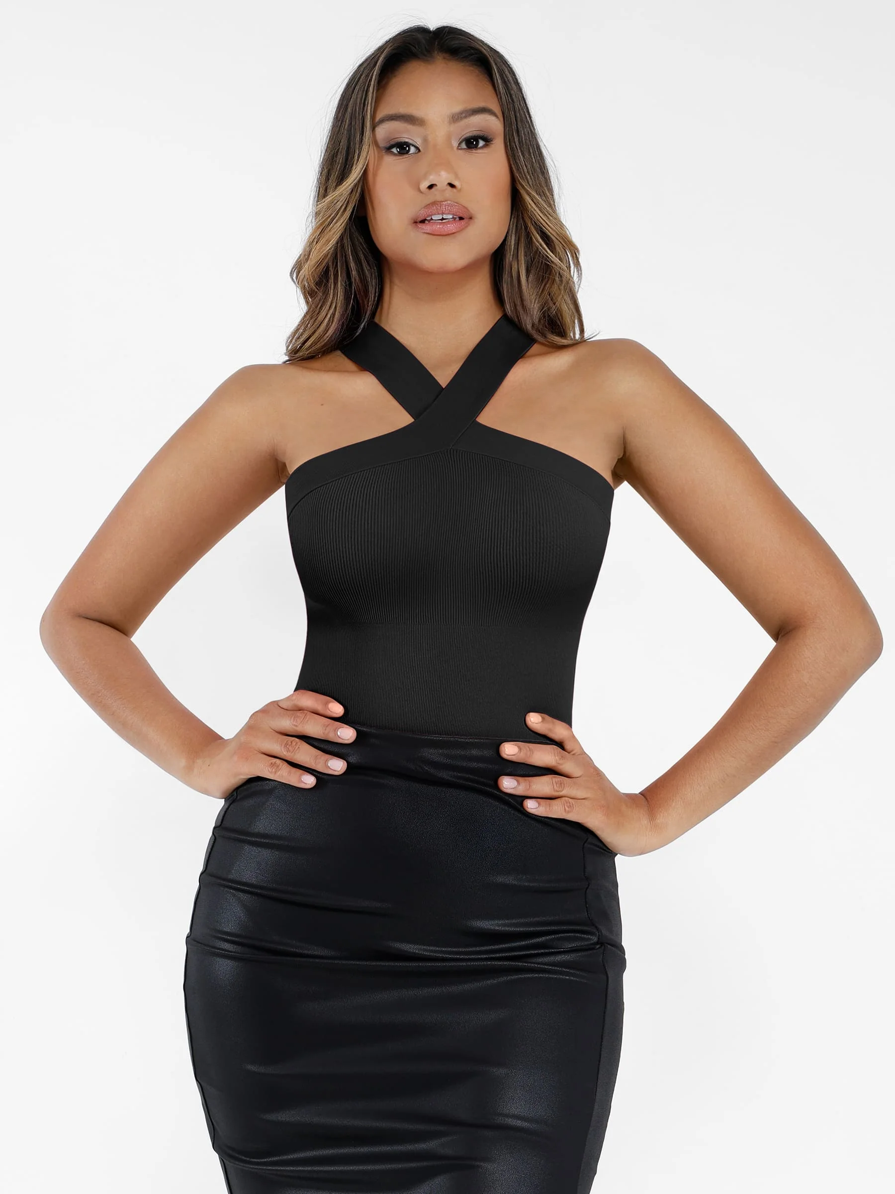 Feelingirl Seamless Crossover Halter Thong Bodysuit Shapewear[BOGO] - Image 5