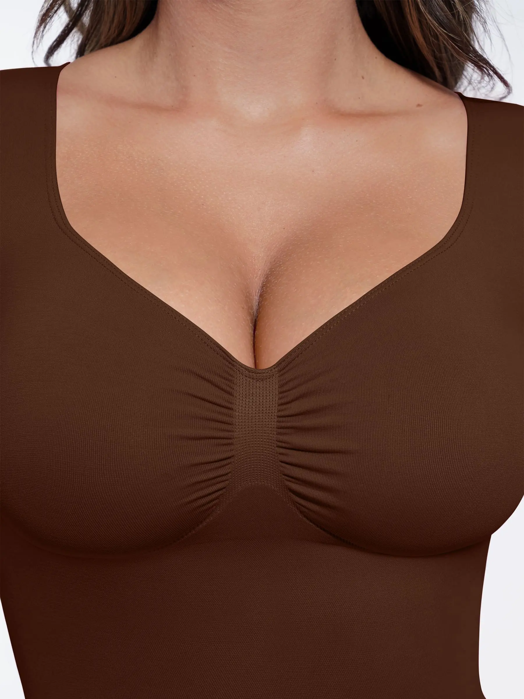 Feelingirl Seamless Long Sleeve Tummy Control Thong Bodysuit - Image 118