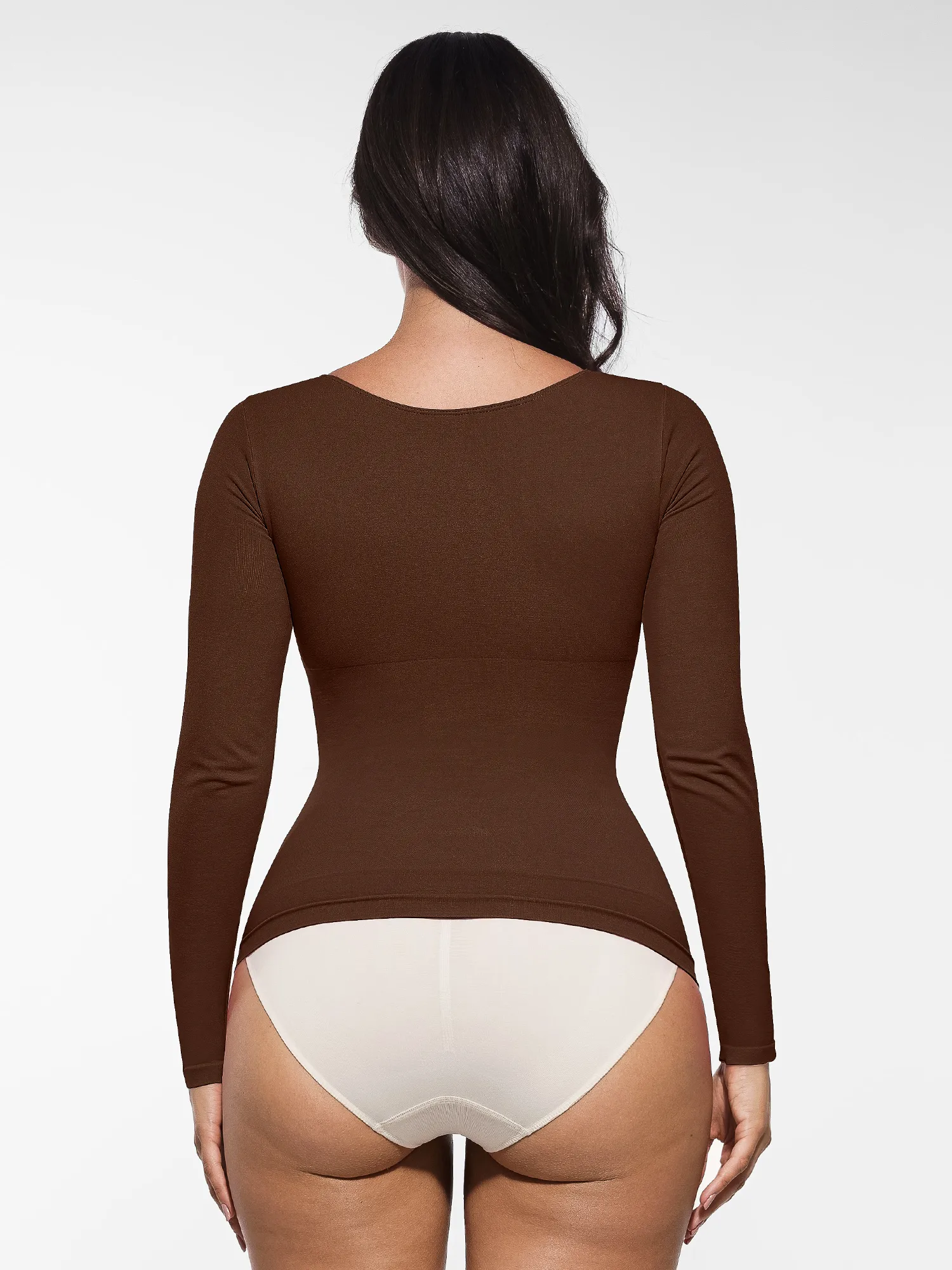 Feelingirl Seamless Long Sleeve Tummy Control Thong Bodysuit - Image 115