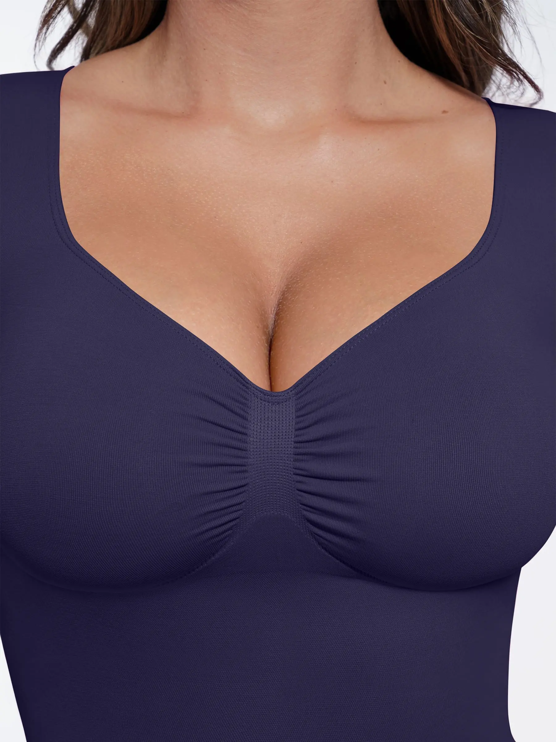 Feelingirl Seamless Long Sleeve Tummy Control Thong Bodysuit - Image 111
