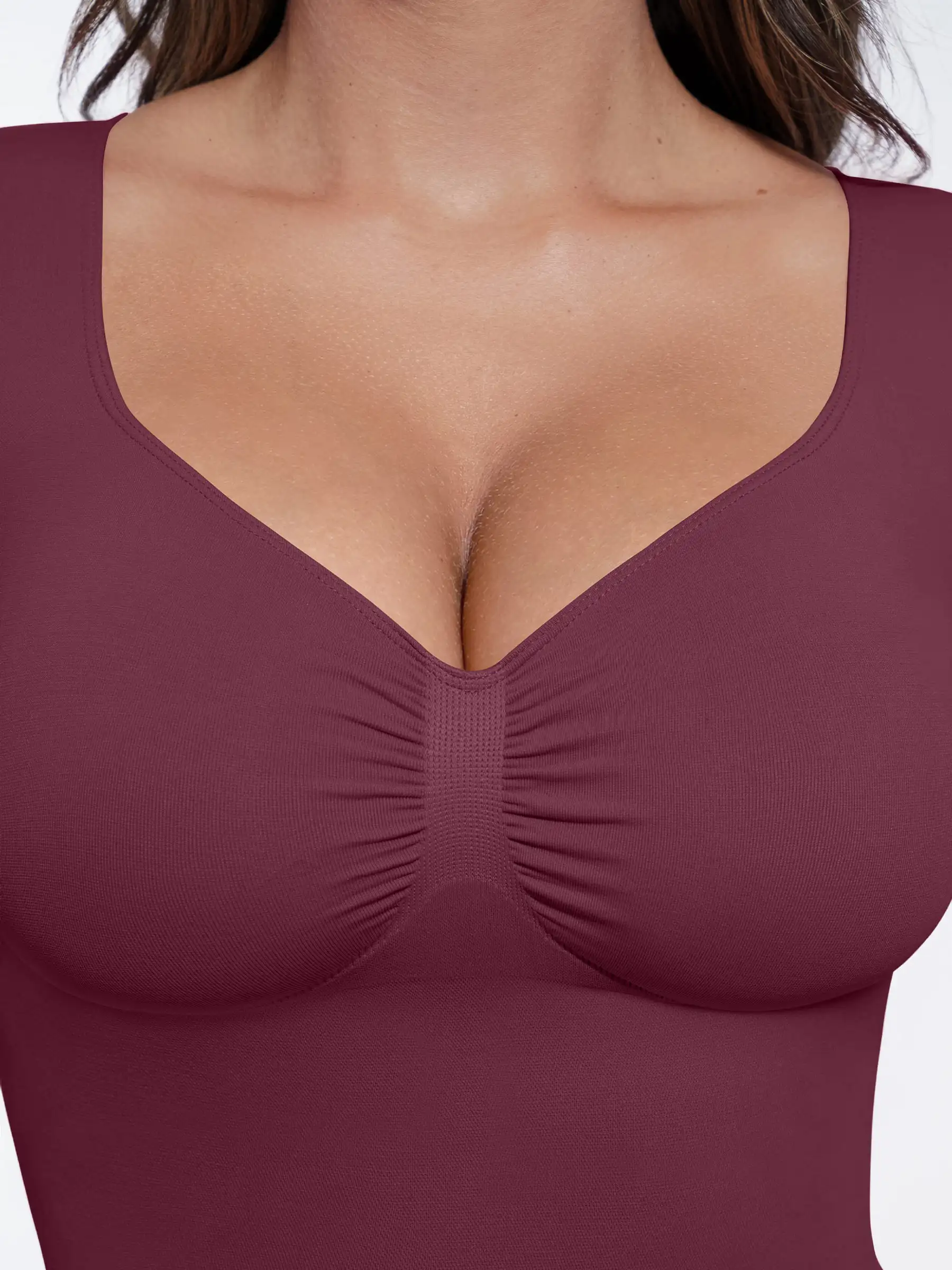 Feelingirl Seamless Long Sleeve Tummy Control Thong Bodysuit - Image 97