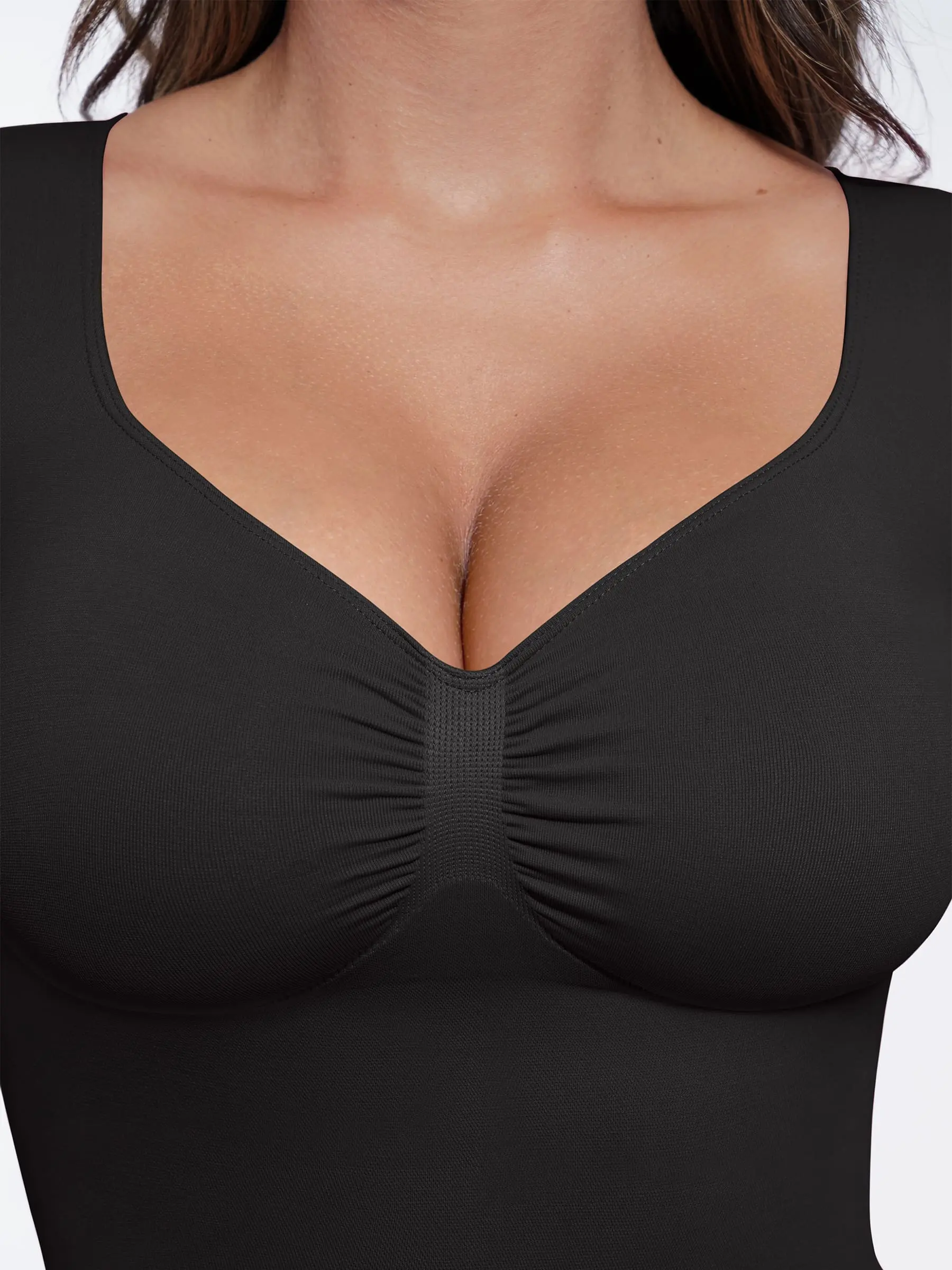 Feelingirl Seamless Long Sleeve Tummy Control Thong Bodysuit - Image 125