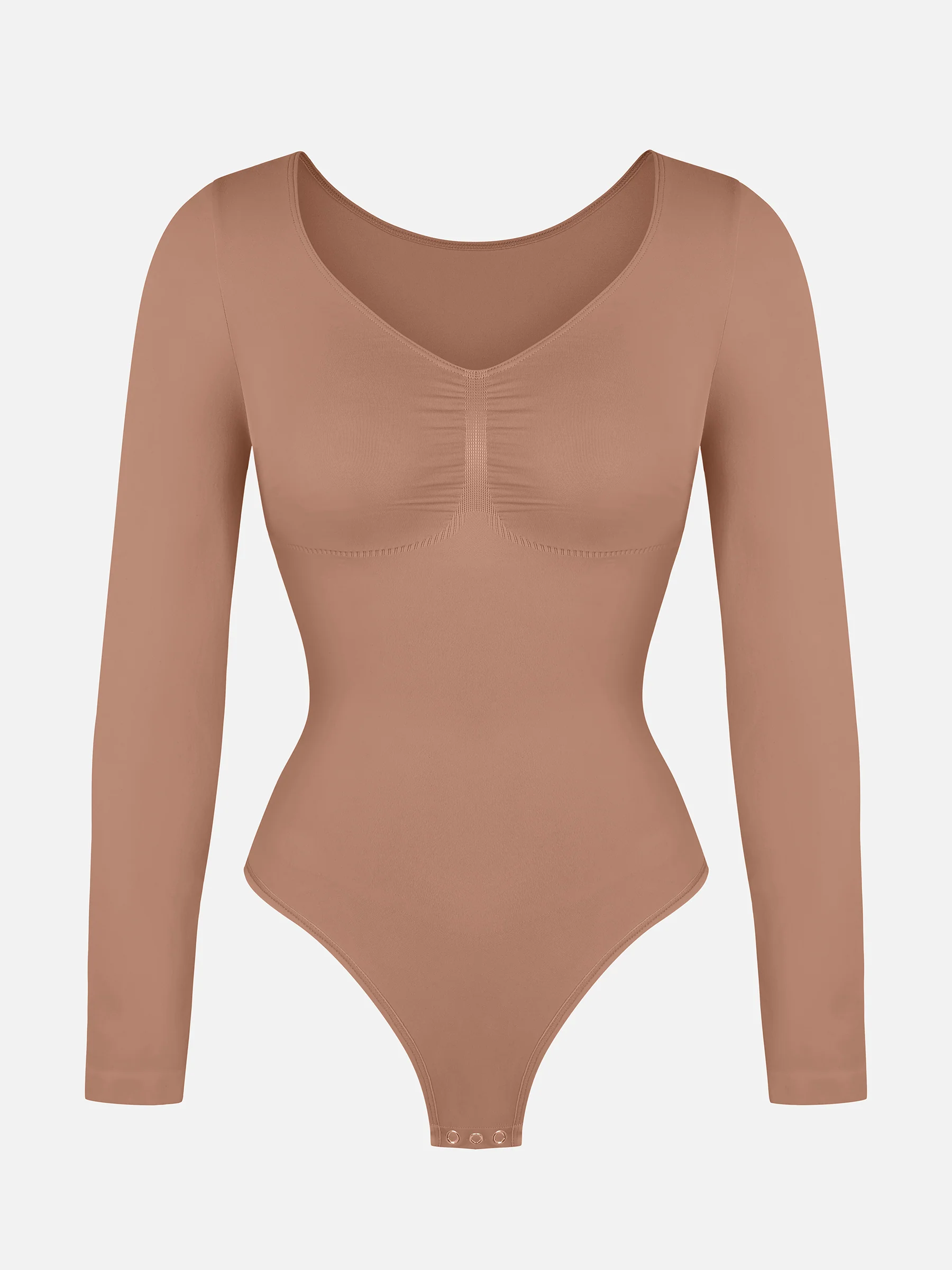 Feelingirl Seamless Long Sleeve Tummy Control Thong Bodysuit - Image 19