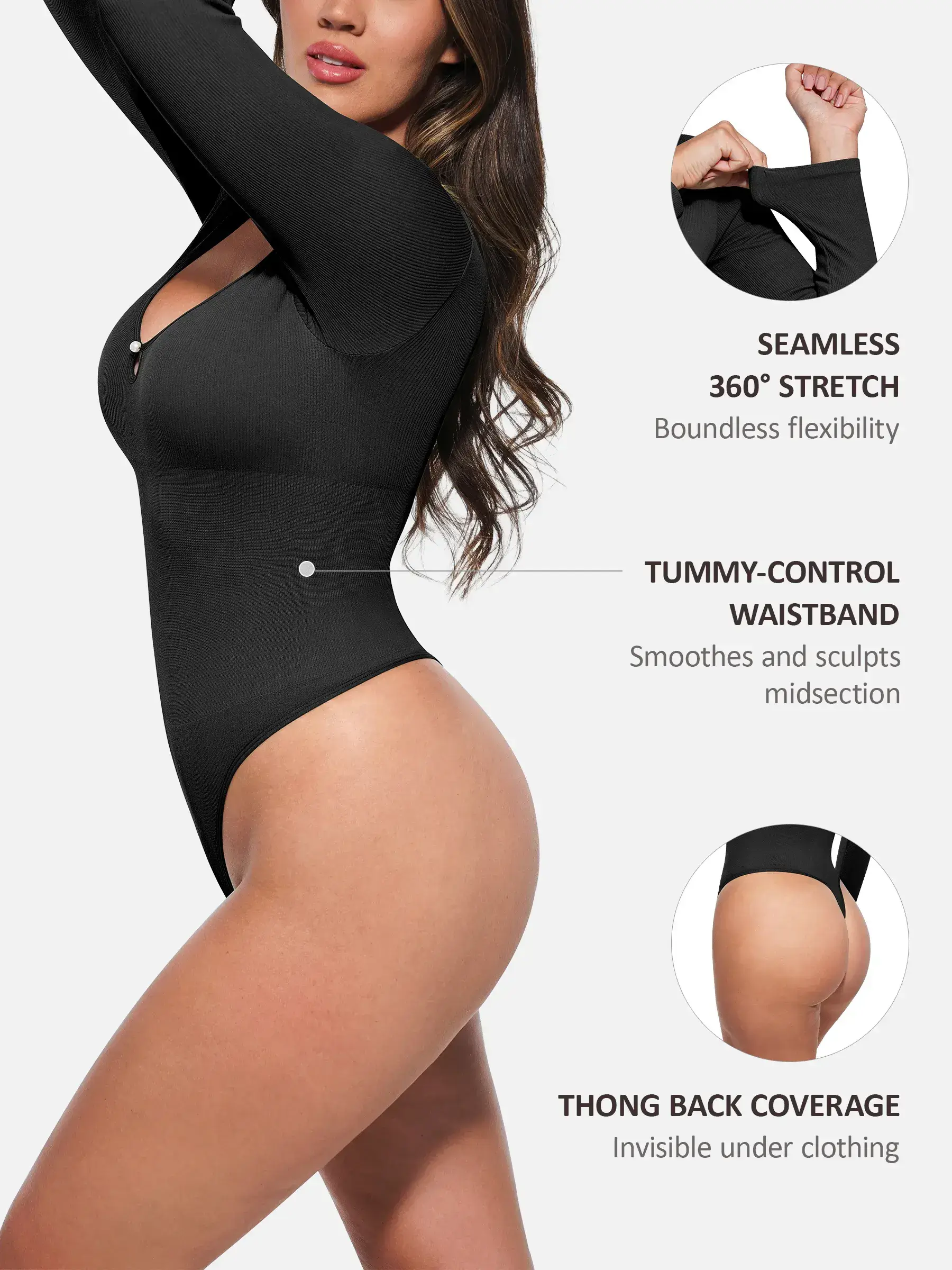 Feelingirl Seamless Ribbed Thong Bodysuit [BOGO] - Image 4