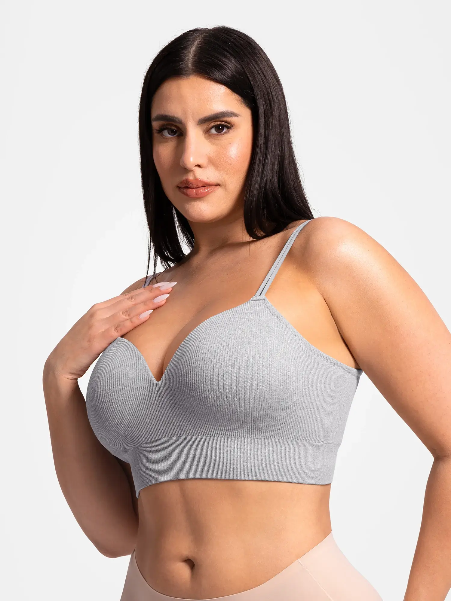 Lift Adjustable Seamless Wireless Ribbed Bra - Image 11