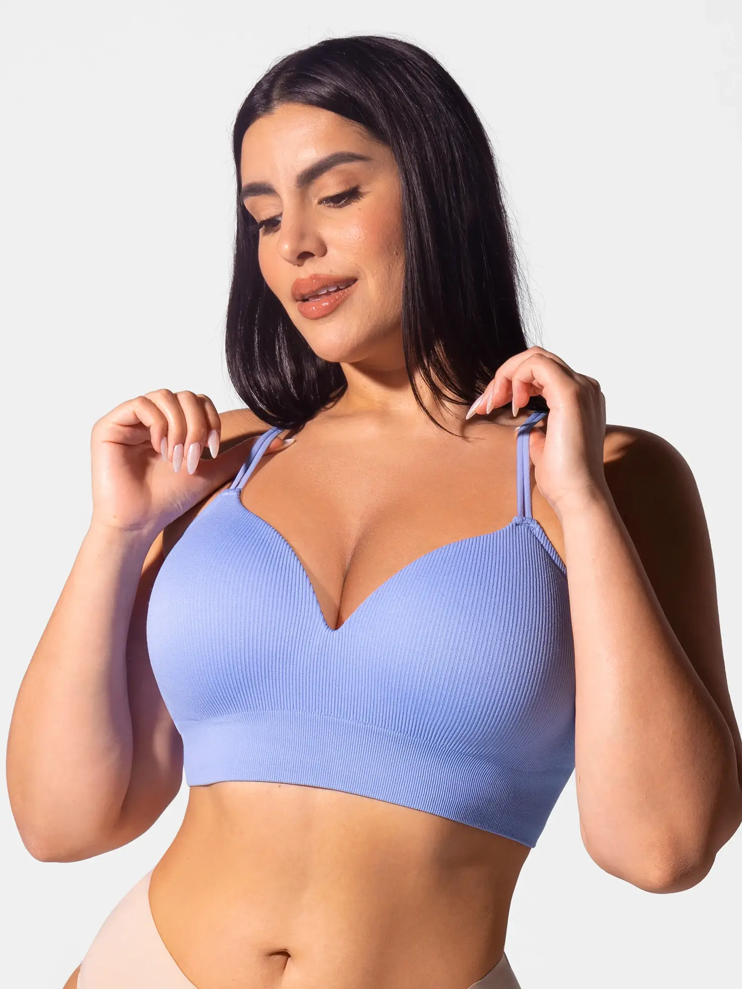 Lift Adjustable Seamless Wireless Ribbed Bra - Image 12