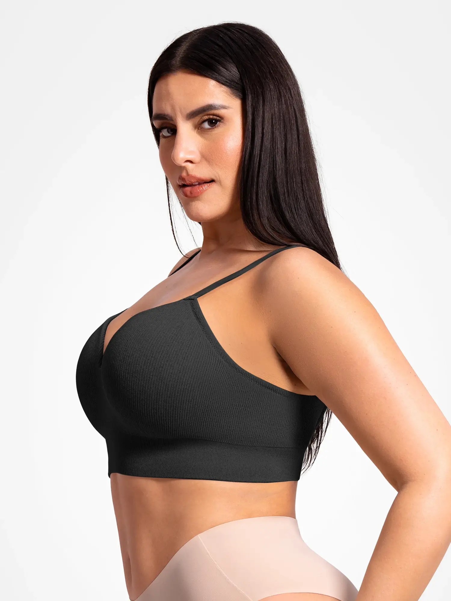 Lift Adjustable Seamless Wireless Ribbed Bra - Image 3