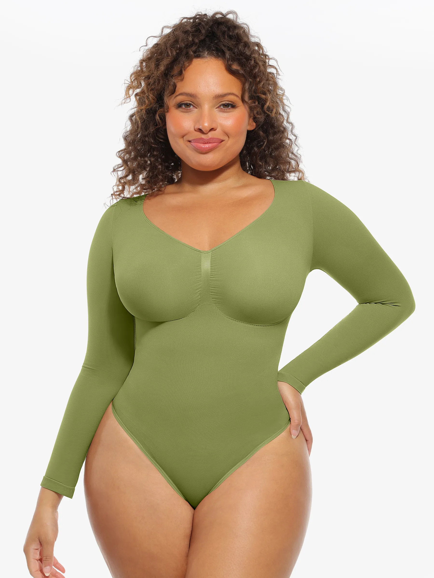 Feelingirl Seamless Supportive Long Sleeve Tummy Control Bodysuit - Image 17