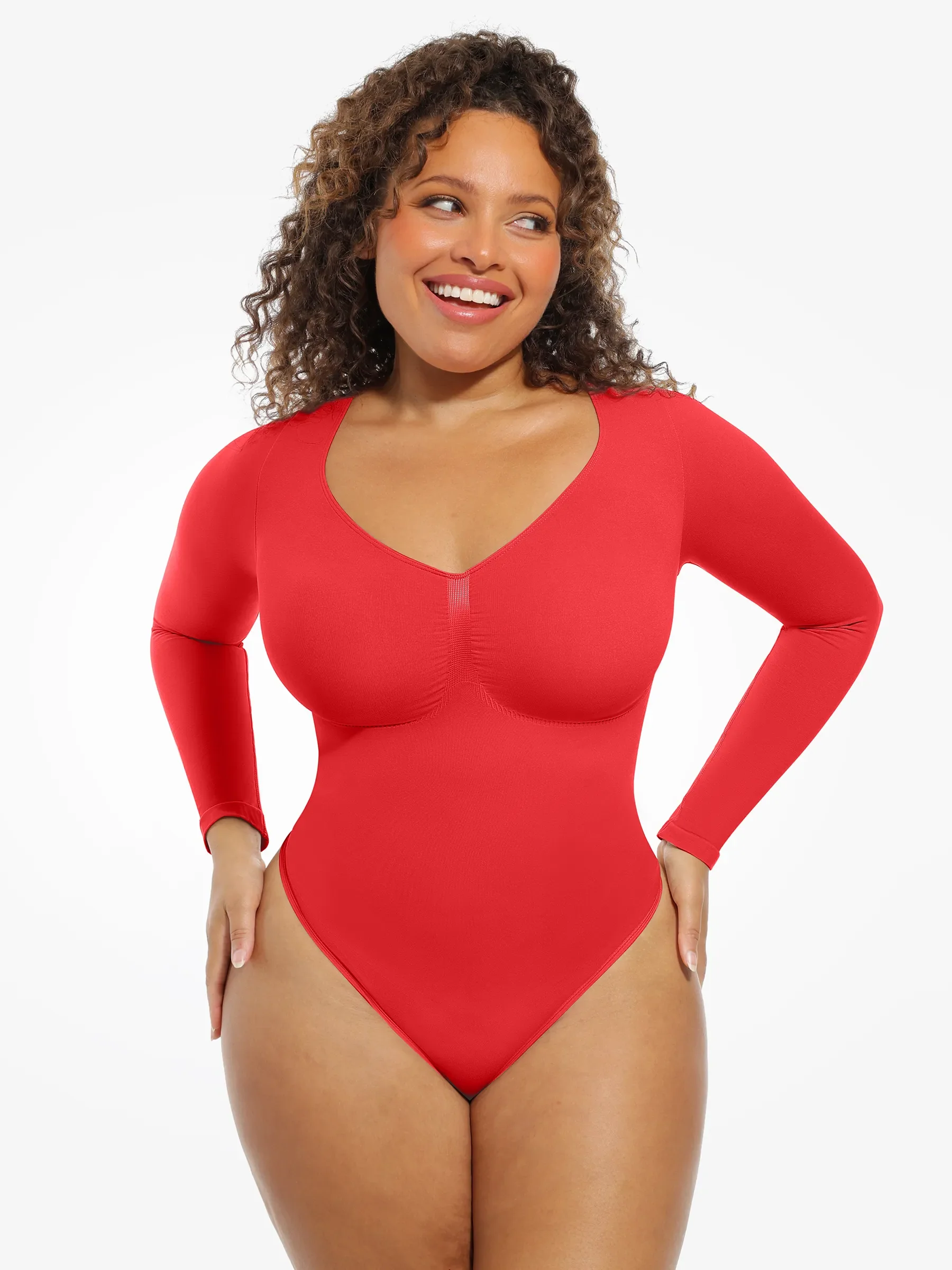 Feelingirl Seamless Supportive Long Sleeve Tummy Control Bodysuit - Image 29