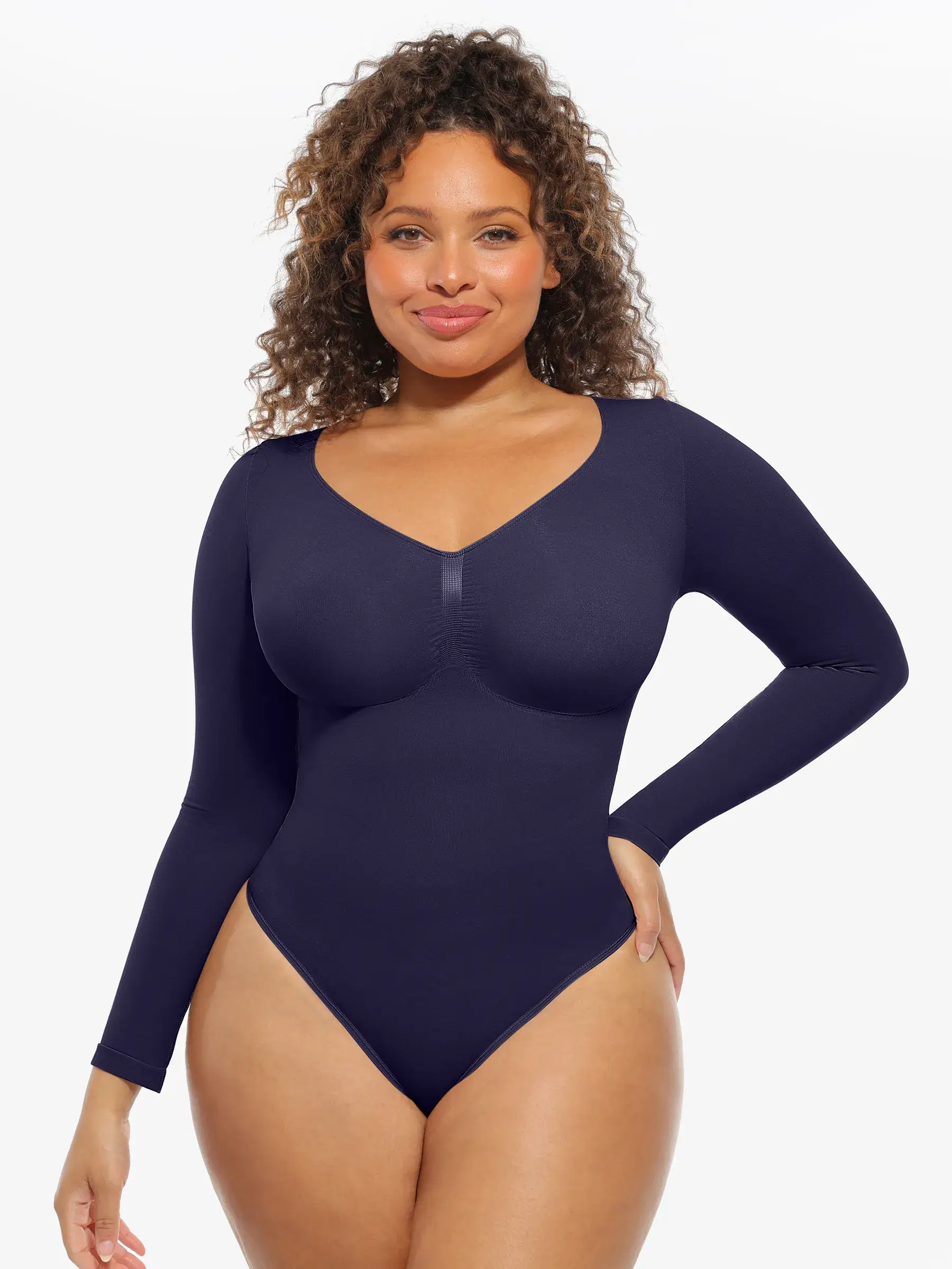 Feelingirl Seamless Supportive Long Sleeve Tummy Control Bodysuit - Image 50