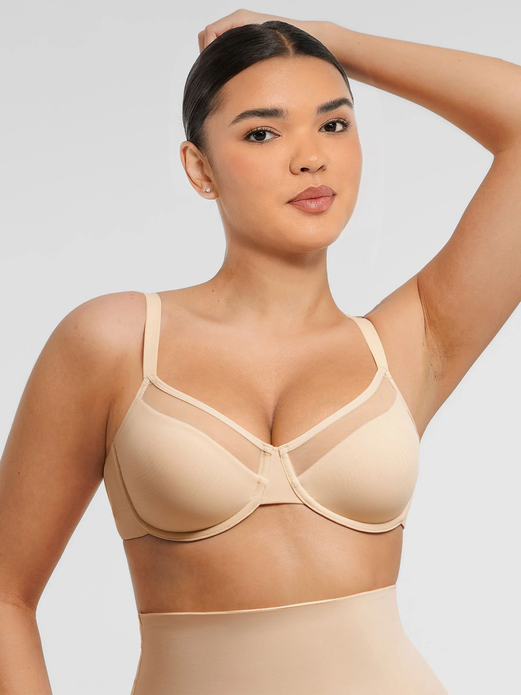 Feelingirl Sheer Mesh Full Coverage Unpadded Underwire Bra - Image 5