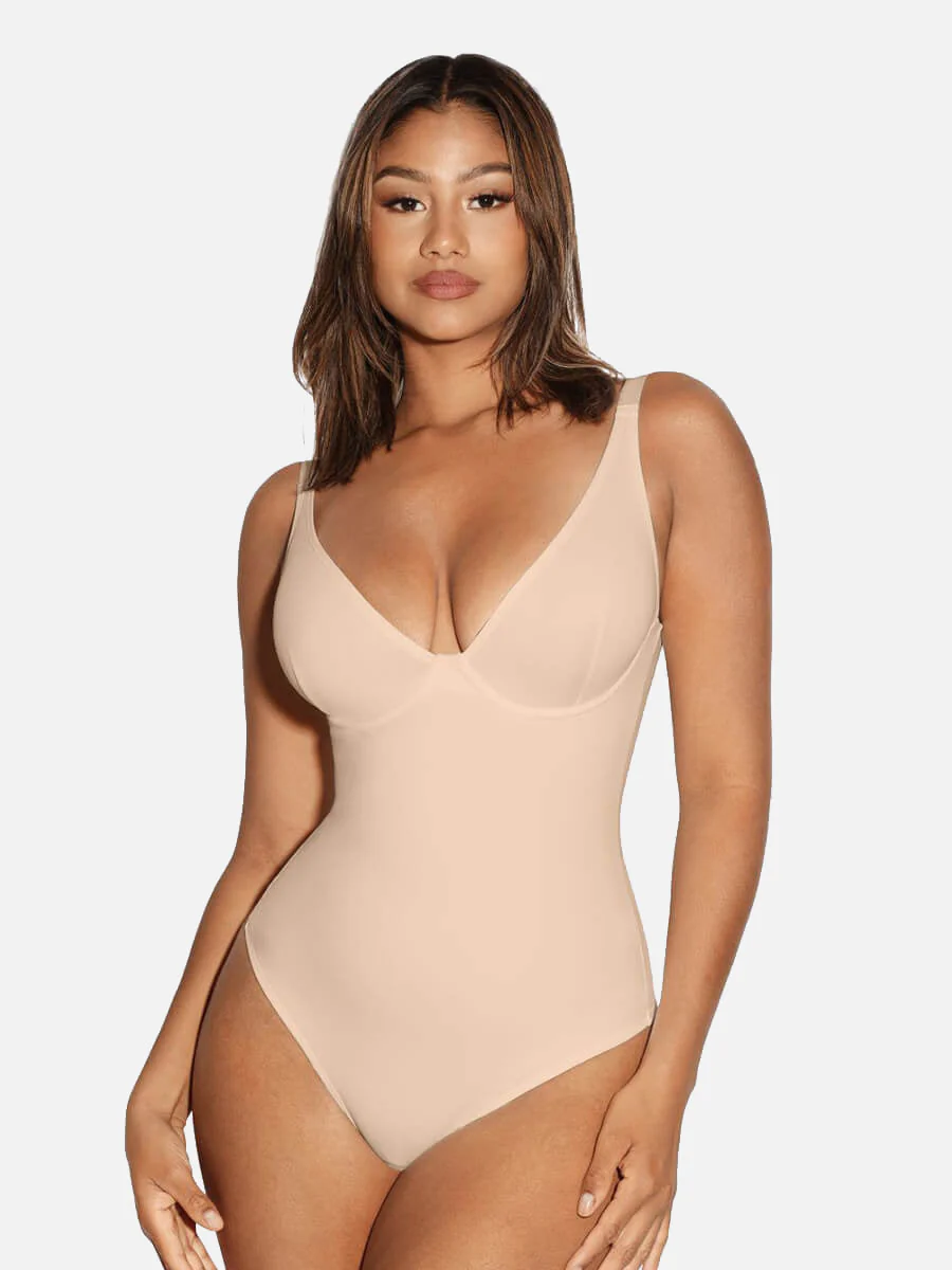 Feelingirl V Neck Tummy Control Shaping Bodysuit - Image 26