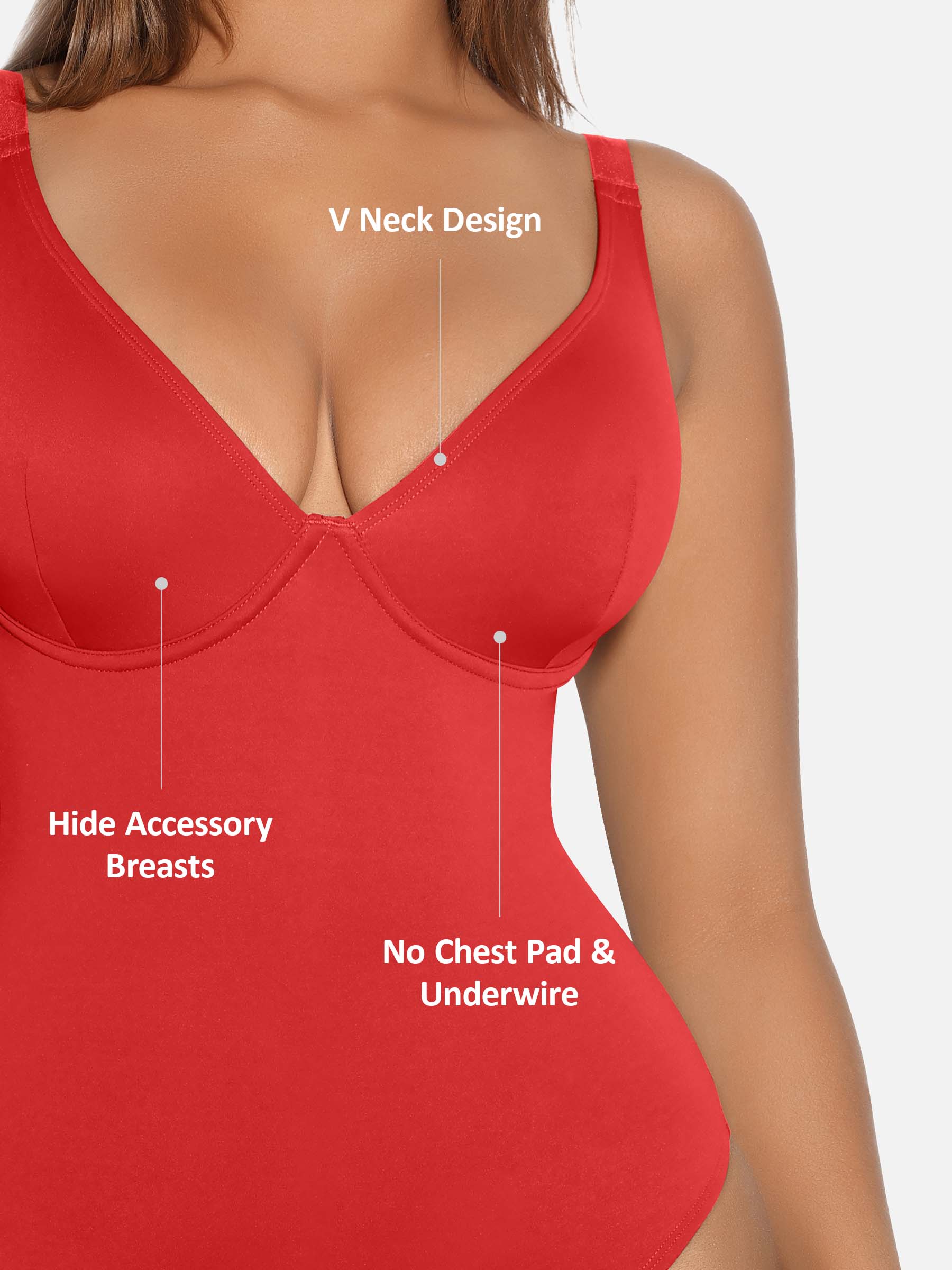 Feelingirl V Neck Tummy Control Shaping Bodysuit - Image 36