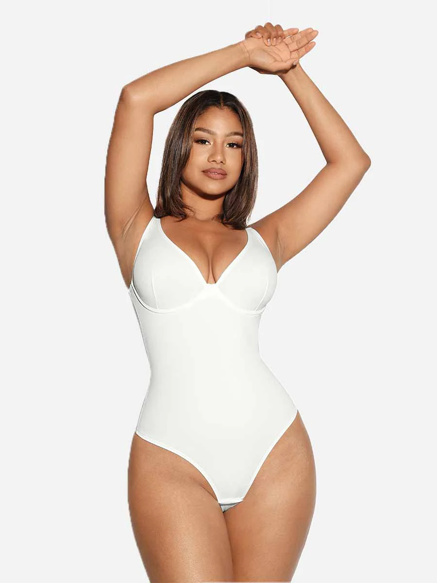 Feelingirl V Neck Tummy Control Shaping Bodysuit - Image 6
